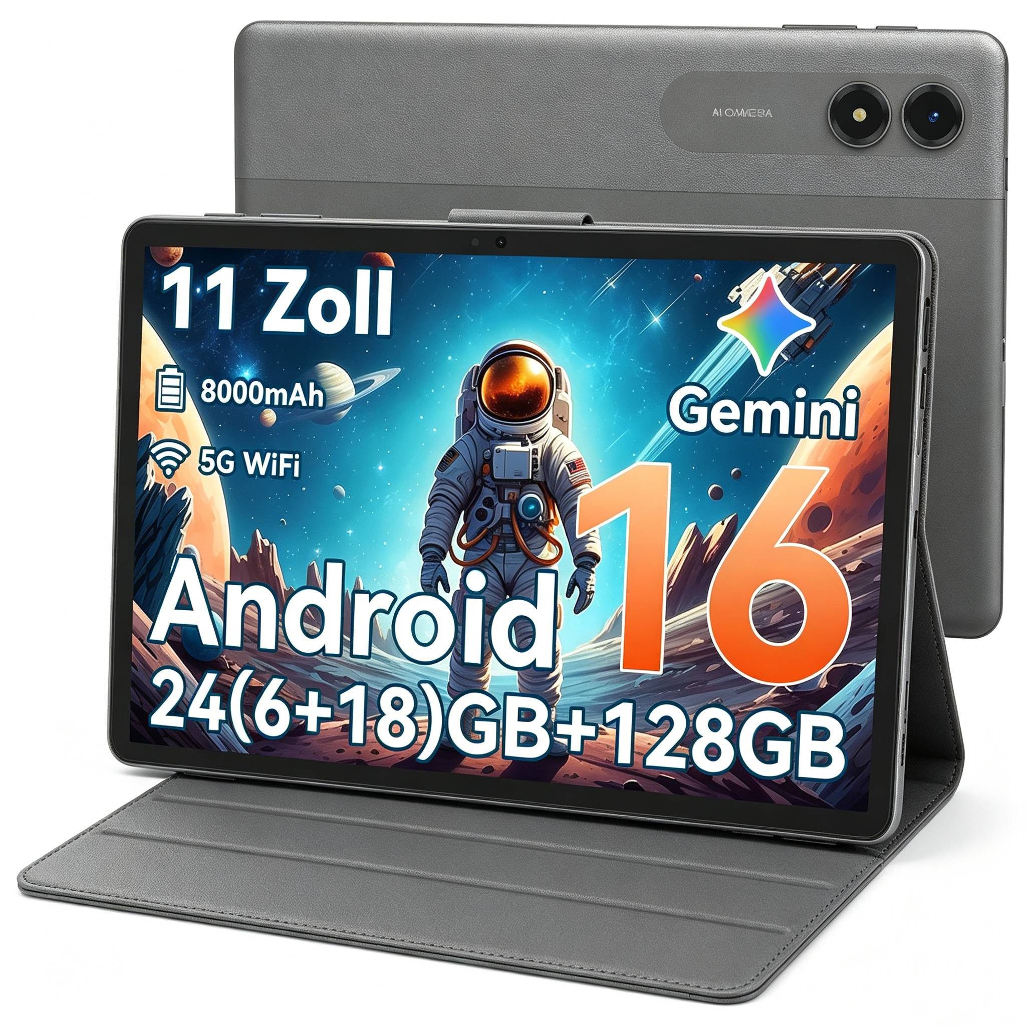 KINGRID 11 Zoll Android 16 128 GB 5G WiFi tablet mit Stift/Hülle/Tastatur Tablet (11", 128 GB, Android16, Android 16, Gemini Al Magic, 8000 mAh, 5G WiFi)