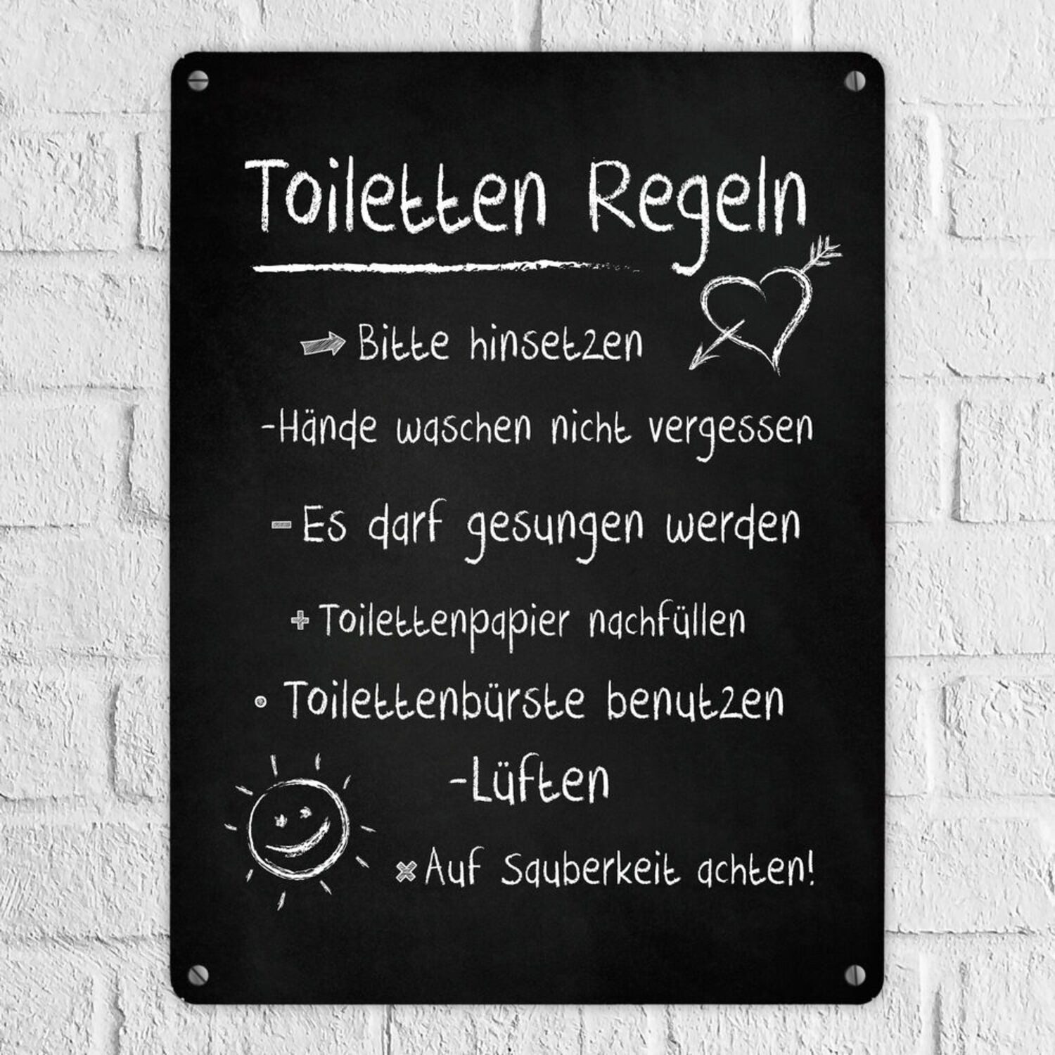 speecheese Metallschild Metallschild XL mit Spruch: Toilettenregeln Schild günstig online kaufen