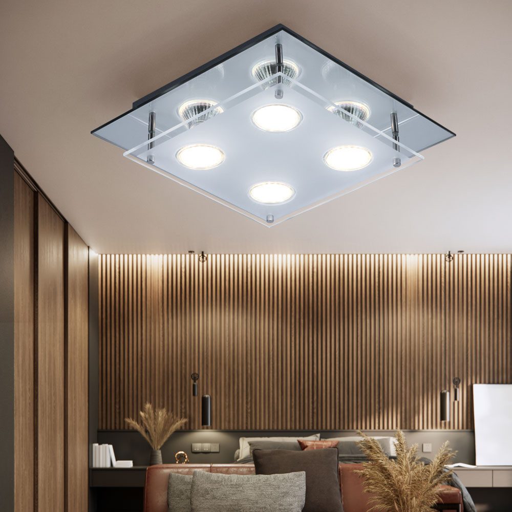 GLOBO LIGHTING LED Deckenleuchte, LED-Leuchtmittel fest verbaut, Warmweiß, Deckenleuchte Lampe Schlafzimmerleuchte Glaslampe Wohnzimmer