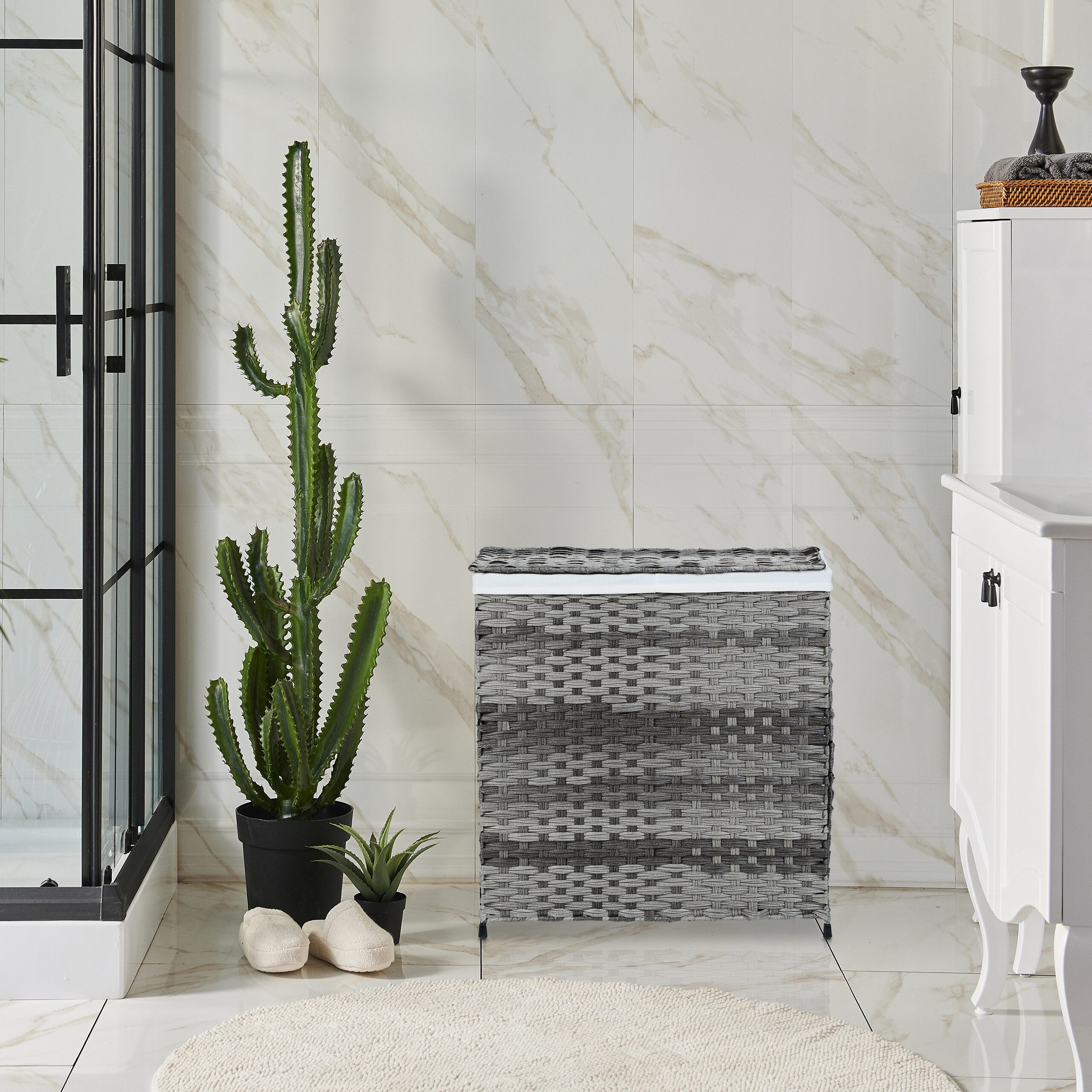 relaxdays Wäschekorb Rattan Optik 110 L, günstig online kaufen