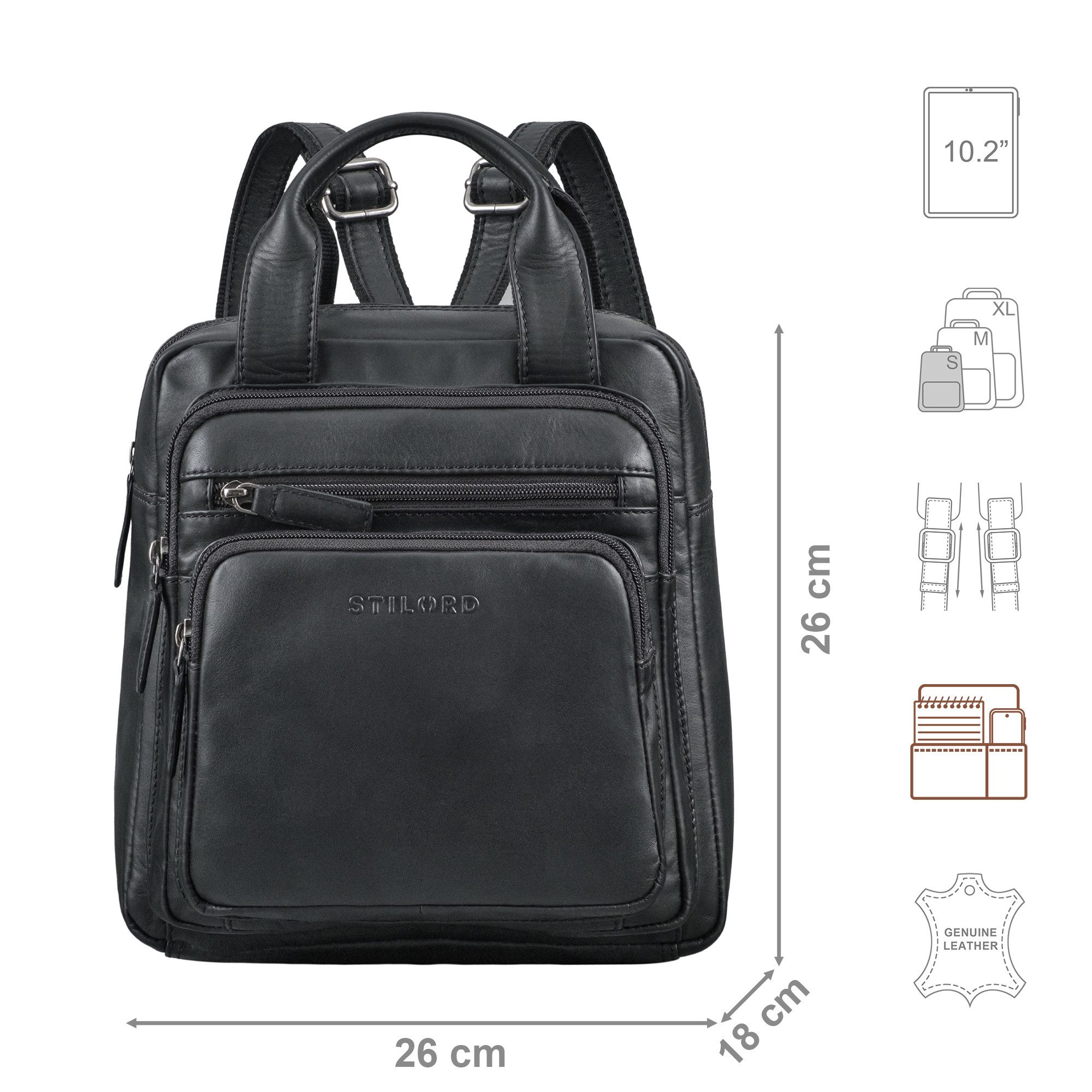 STILORD Cityrucksack "Maple" Rucksack Tasche Damen Echtes Leder mit Henkel klein