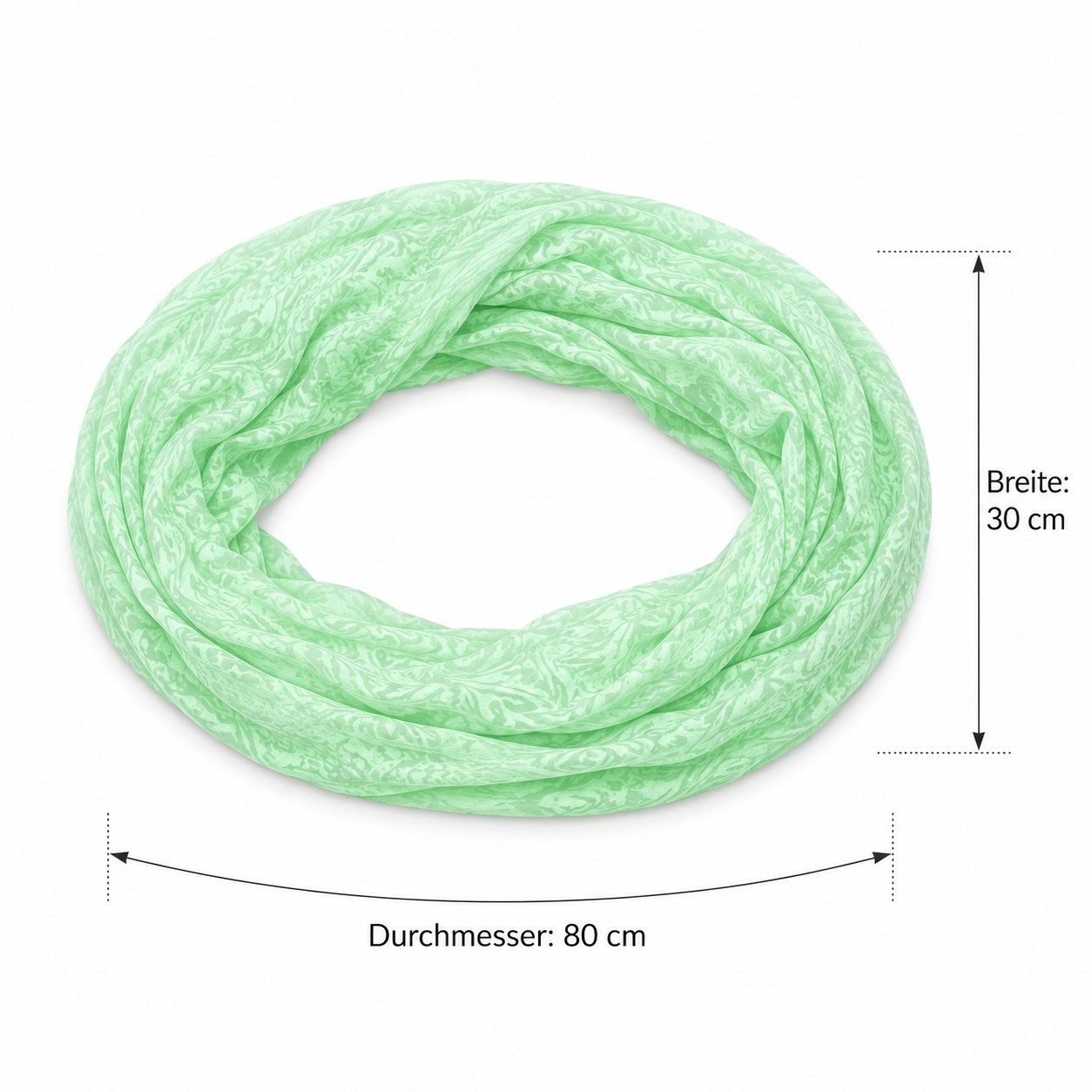 ILOKEN Loop Schal Damen mintgrün mit Muster leichter Rundschal 80cm Durchmesser, geschlossene Rundform, weiches Tragegefühl