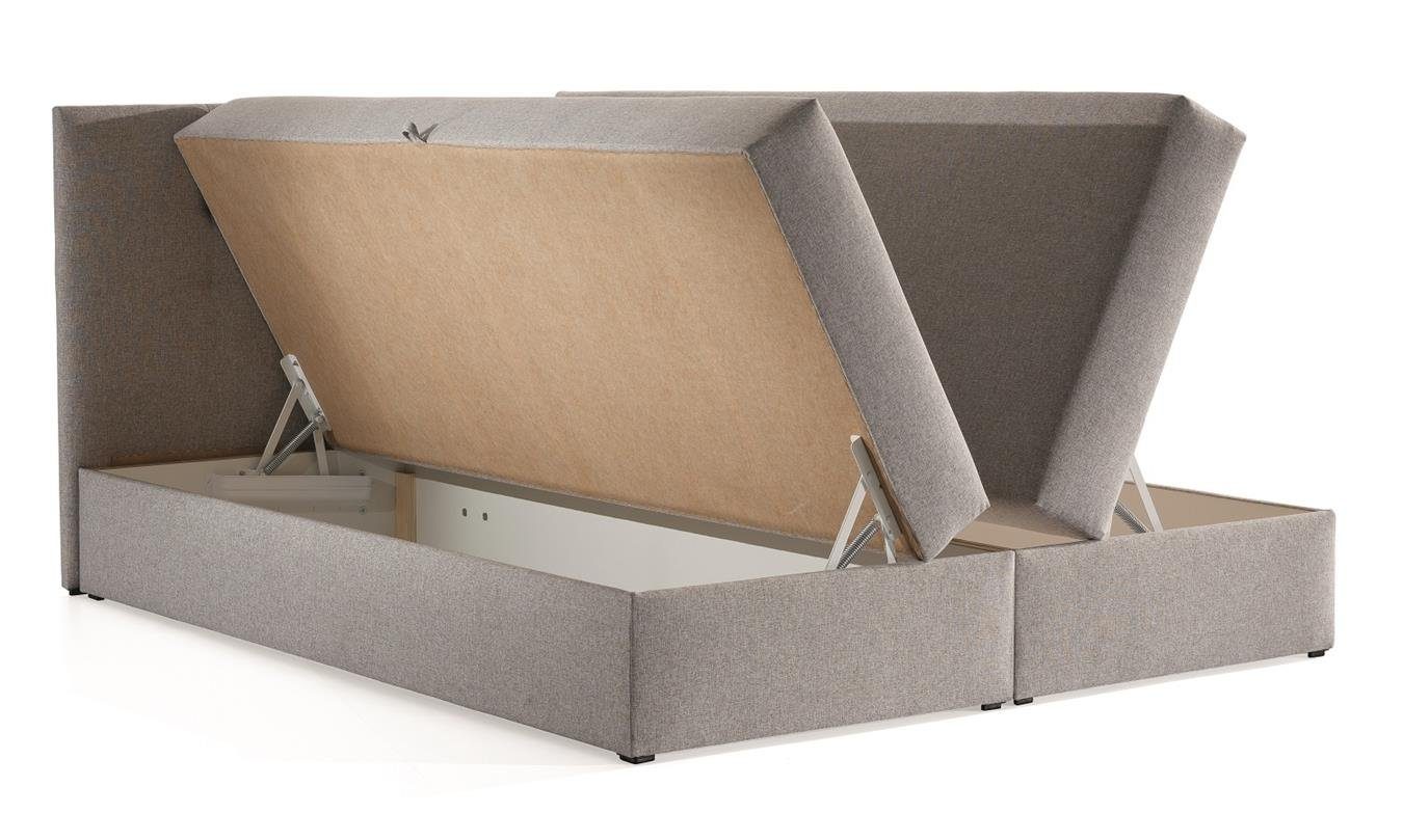Furnix Boxspringbett TREZO 140-180x200 Topper 2 Grau tiefen Liegefläche: + cm mit Bettkasten und 54 5 Auswahl, der Höhe