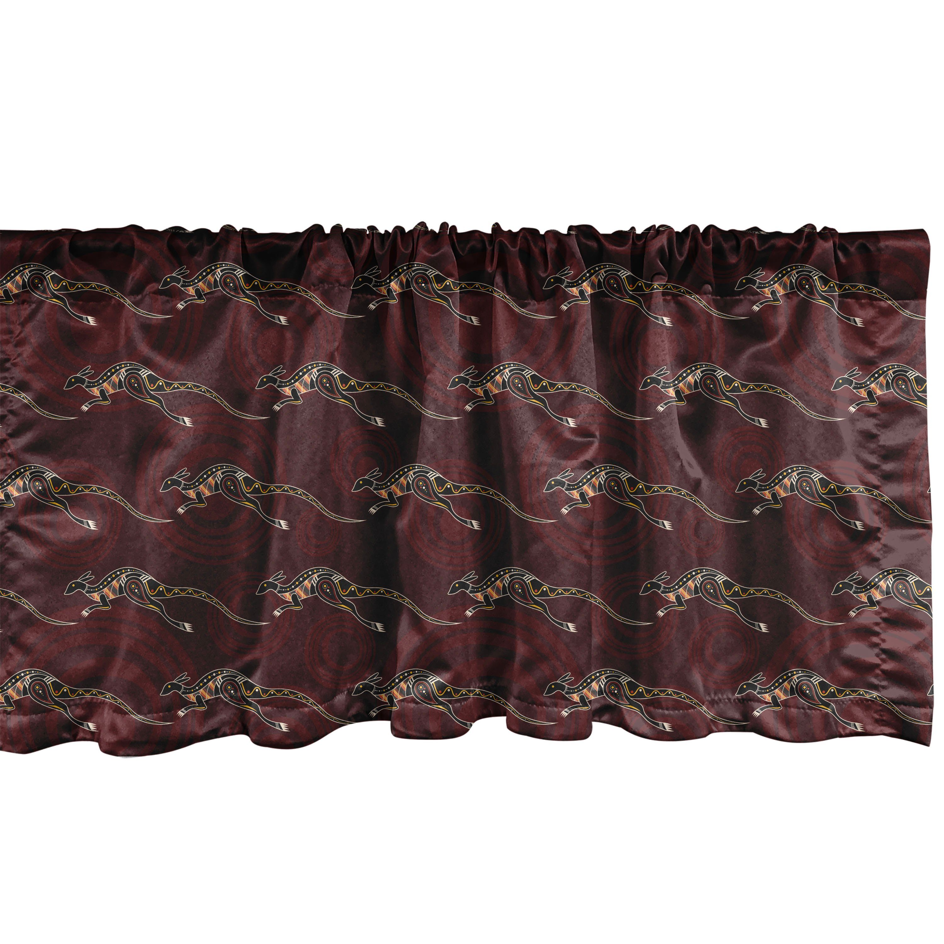 Scheibengardine Vorhang Volant für Küche Schlafzimmer Dekor mit Stangentasche, Abakuhaus, Microfaser, Aboriginal Zentangle Kangaroo