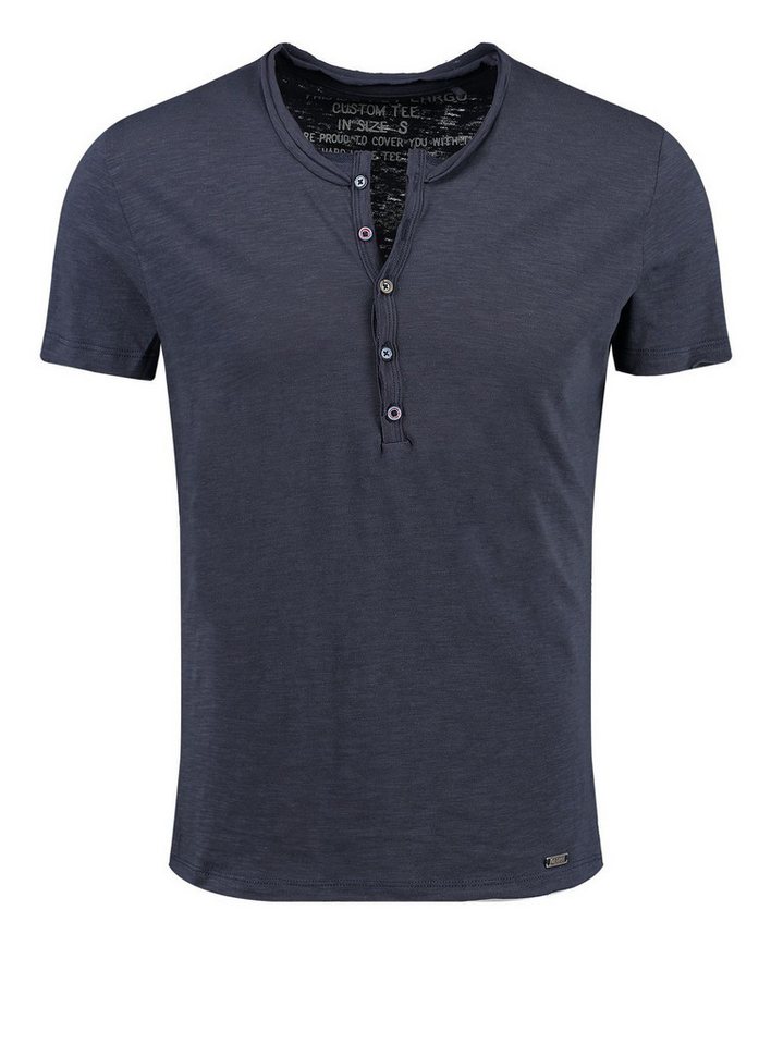 Key Largo Henleyshirt Lemonade vintage Look uni Basic MT00122 mit Knopfleiste unifarben kurzarm slim fit