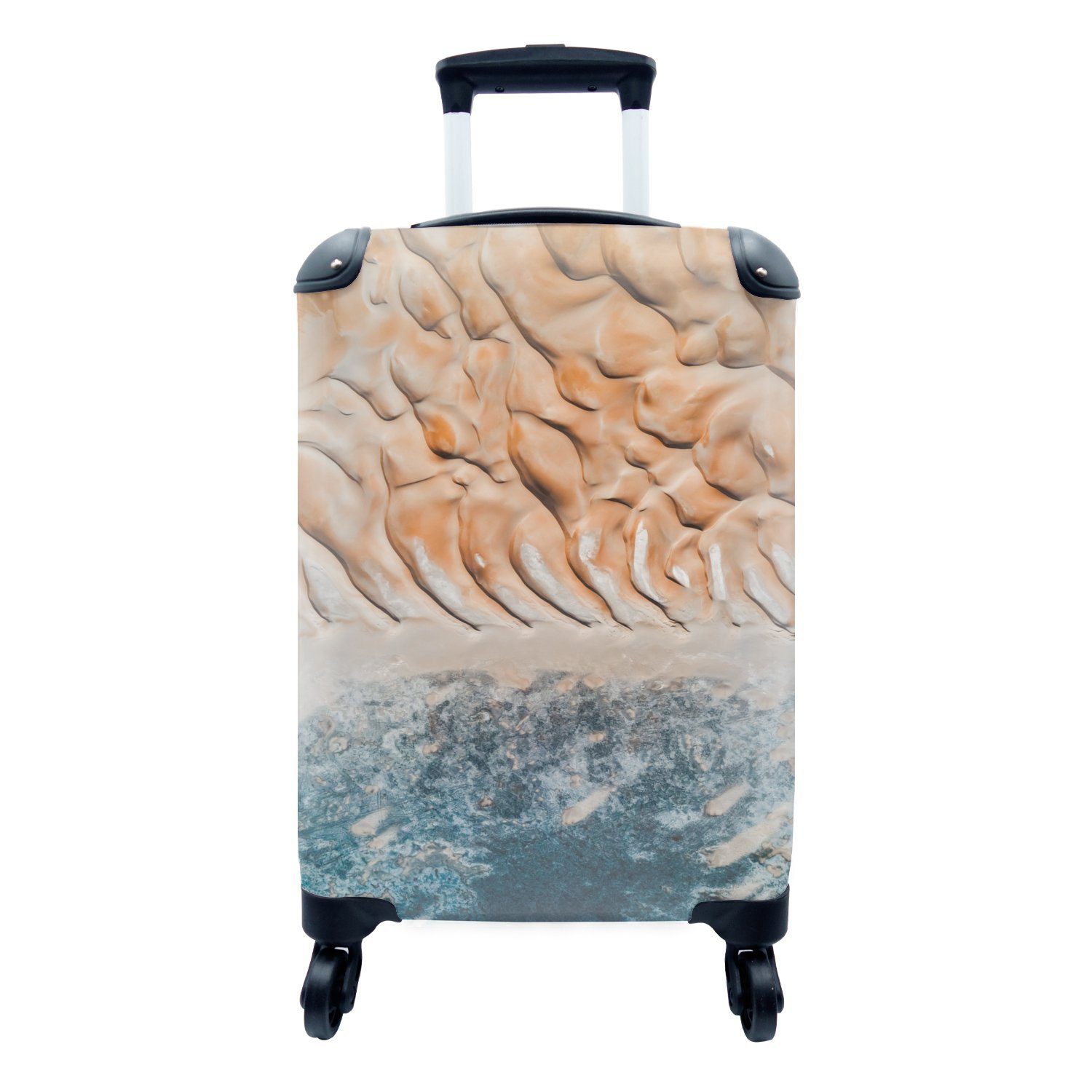 MuchoWow Handgepäckkoffer Wüste - Wasser - Abstrakt - Landschaft, 4 Rollen, Reisetasche mit rollen, Handgepäck für Ferien, Trolley, Reisekoffer