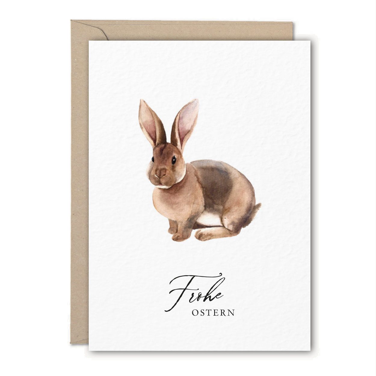 Osterkarte Osterhase "Frohe Ostern", 3 STÜCK Grußkarte & Briefumschlag