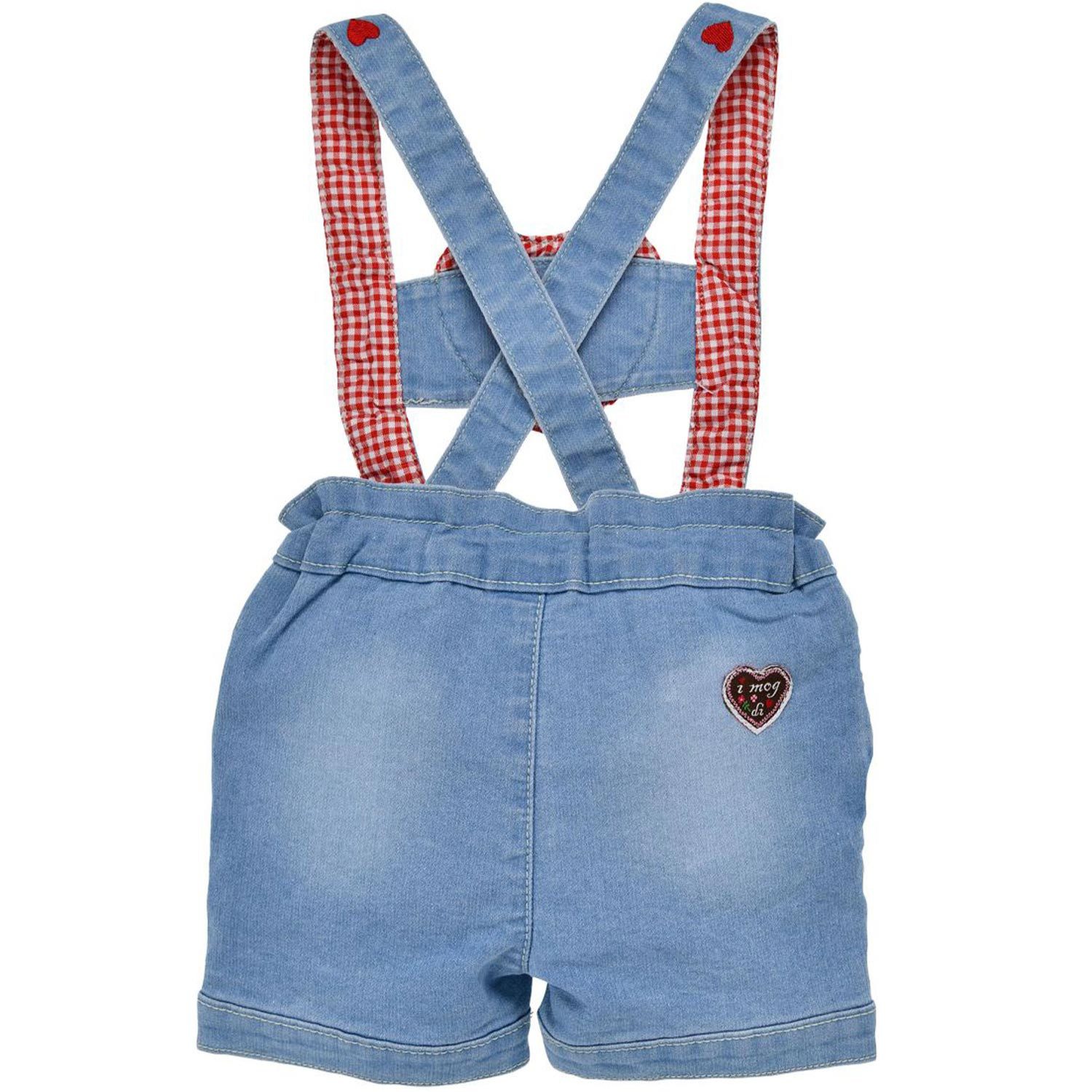 BONDI Trachtenlederhose BONDI Baby Mädchen Jeans Latzshort 'Zuckermaus' 86