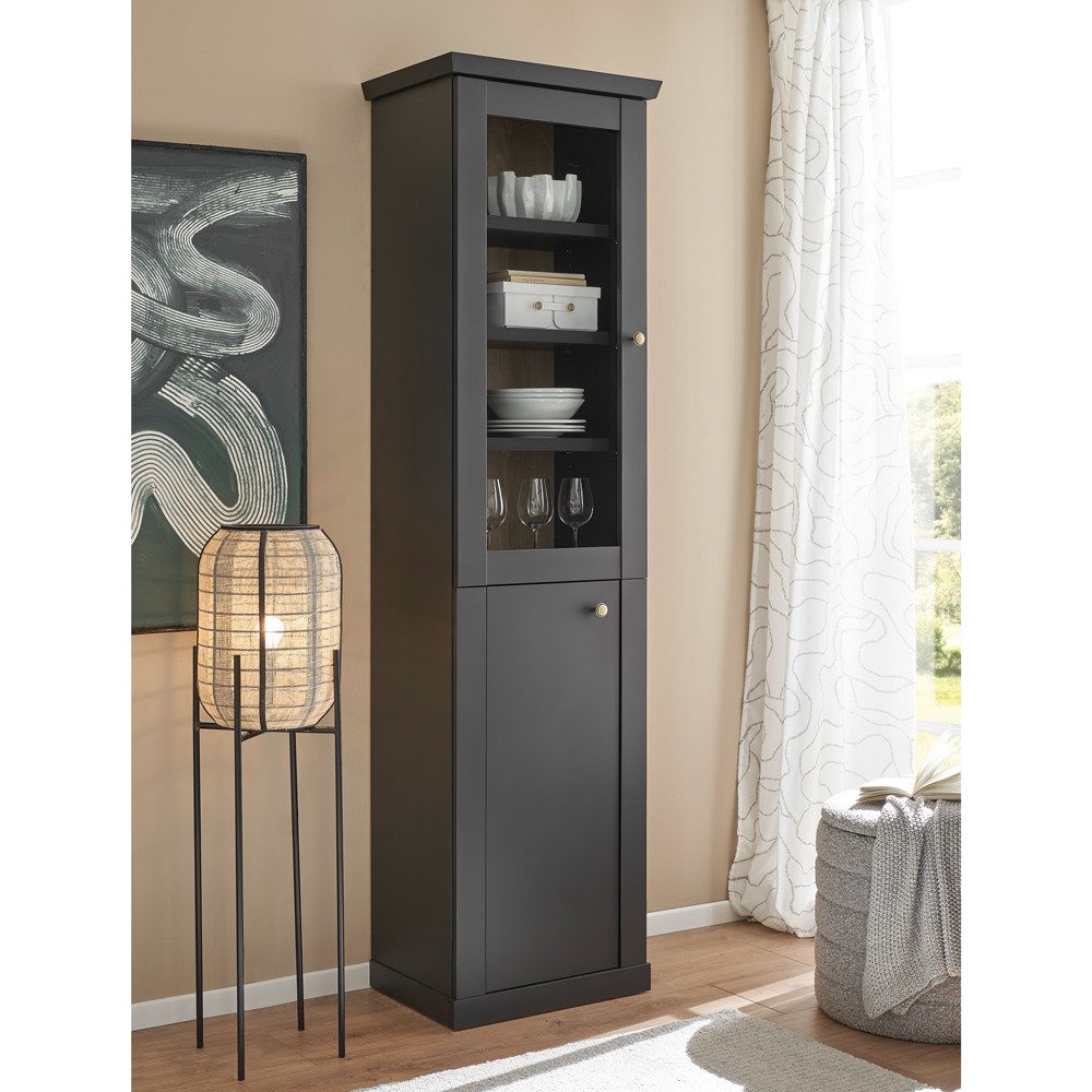 Lomadox Vitrine LORETA-61 55 cm breit in schwarz matt, 2 Türen