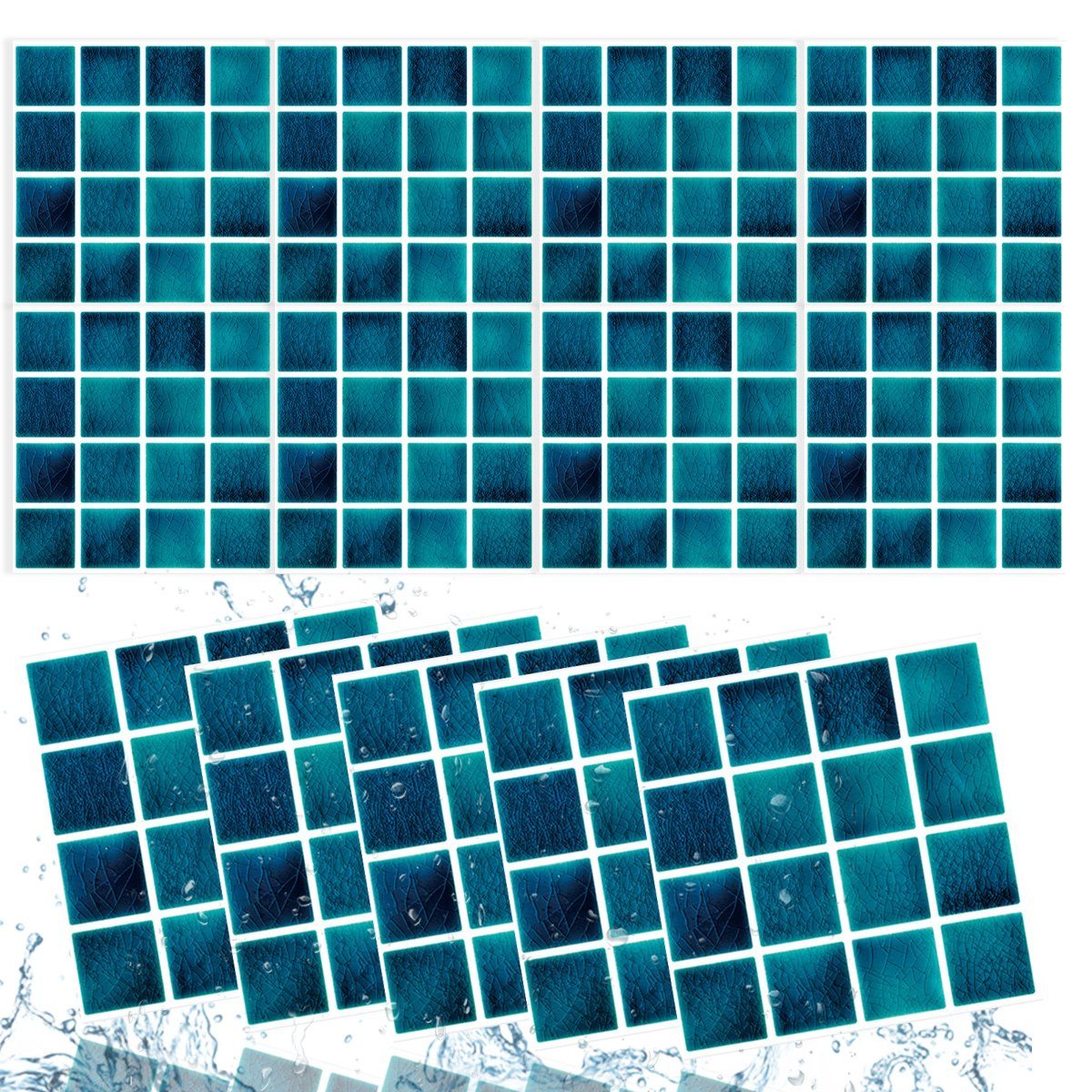 Jormftte Wandtattoo Wandfliesen Aufkleber,Stein-Effekt-Mosaik Fliesenaufkleber für Küche Mehrfarbig 1