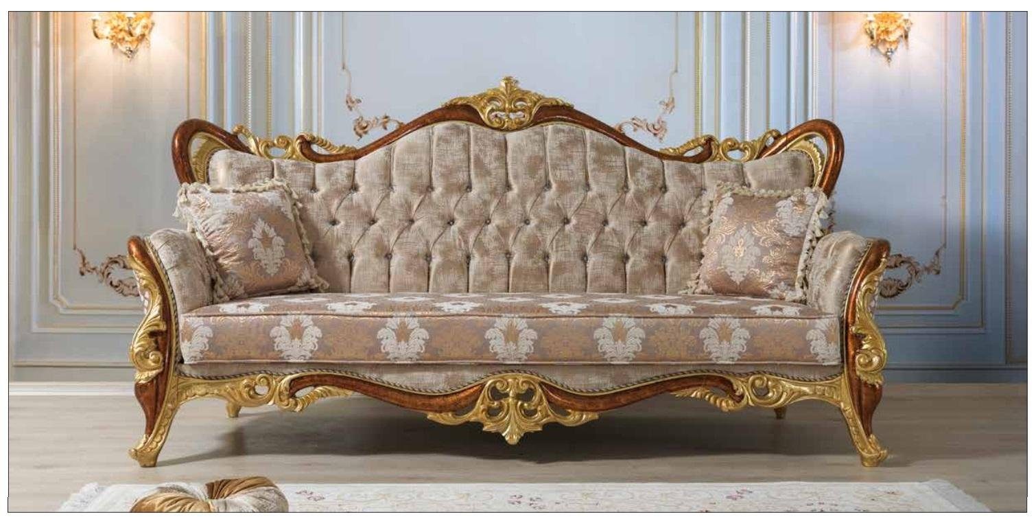 JVmoebel Sofa Luxus Dreisitzer Sofa 3 Sitz Stoff Barock Rokoko Stil