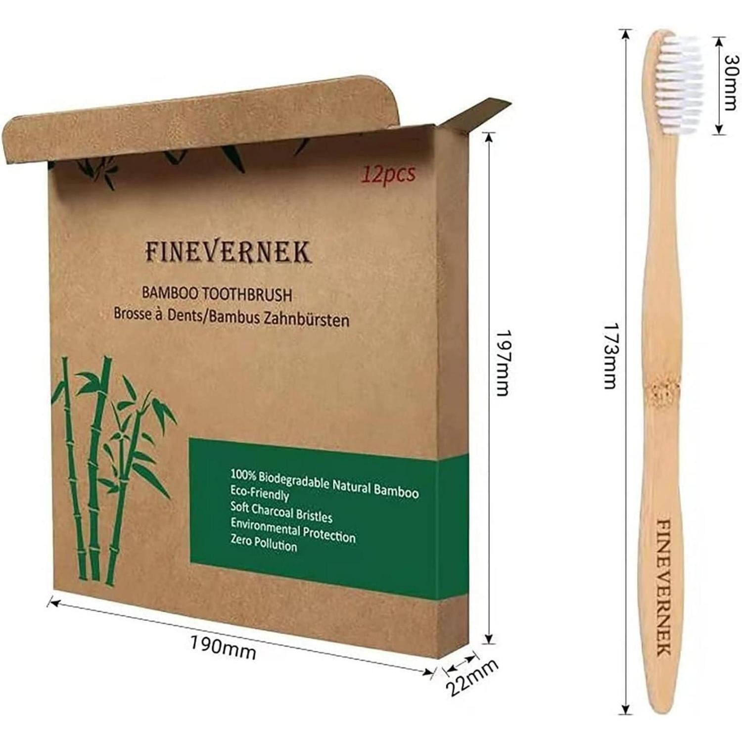 LuxusKollektion Zahnbürste 12er Pack Bambus Zahnbürsten, Holz