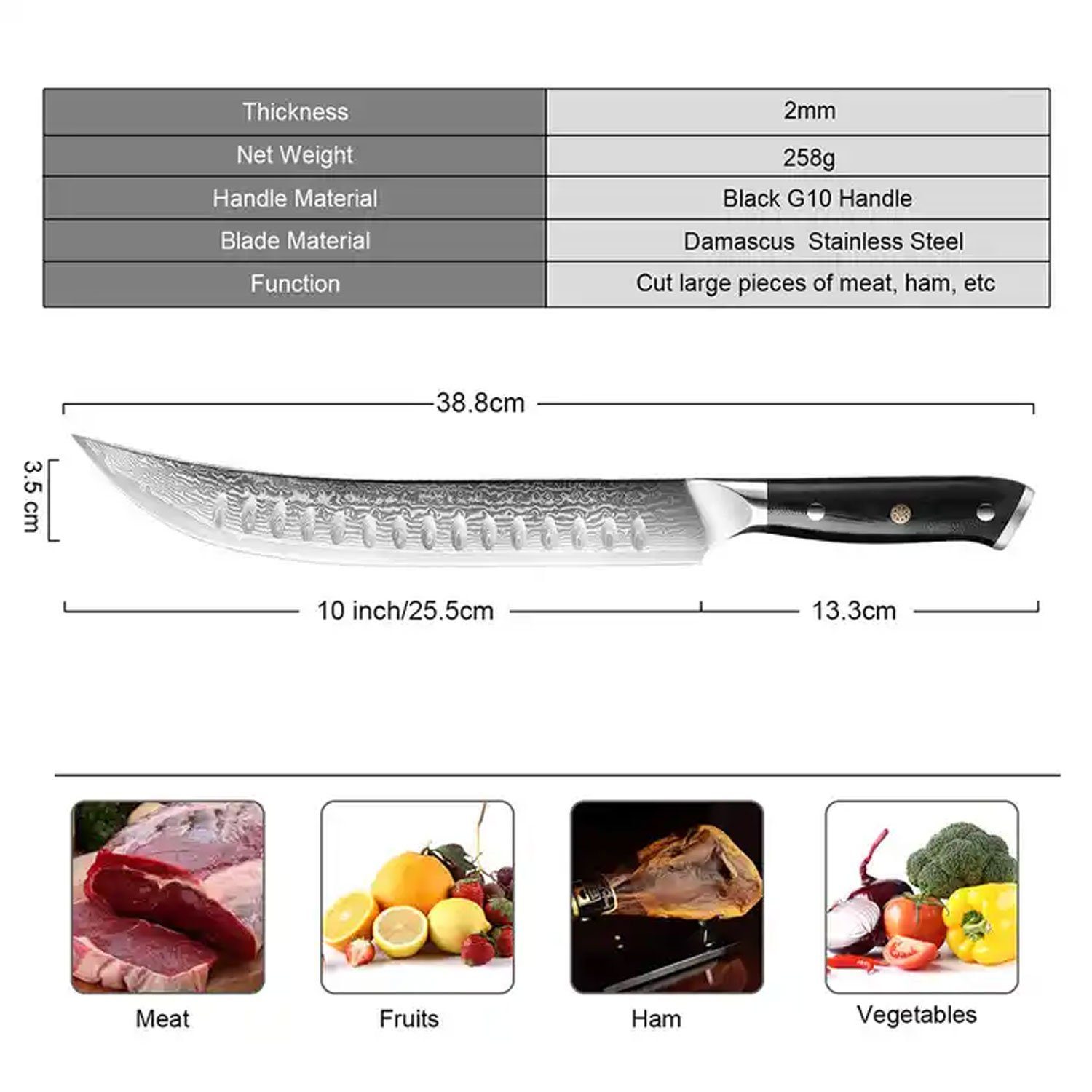 Muxel Perfektes Leichtigkeit Schinkenmesser: Genus, extra Kochmesser mit Klinge – lange Scheiben Hauchdünne