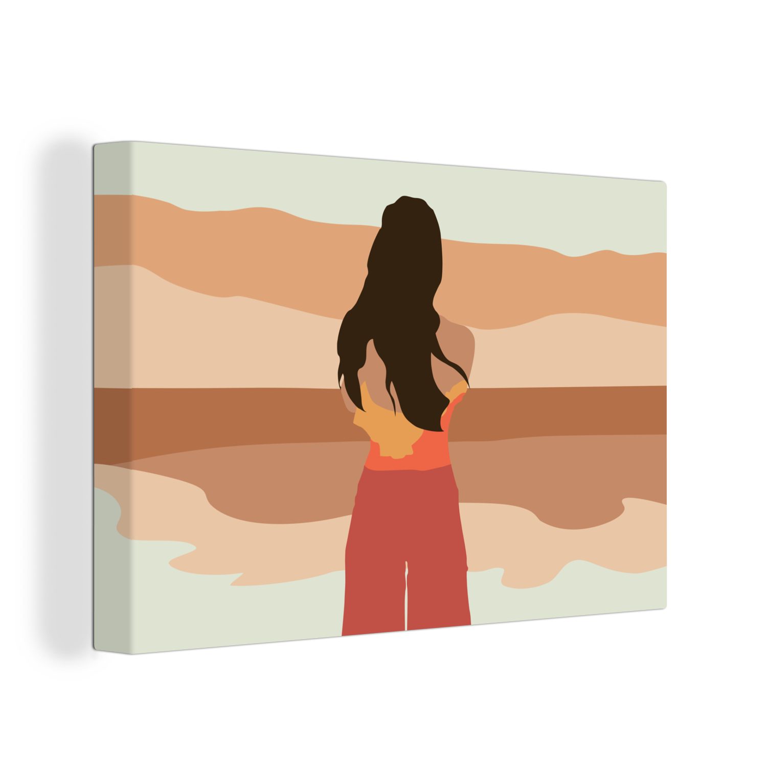 OneMillionCanvasses® Strand, Frauen Aufhängefertig, - Leinwandbild St), (1 Leinwandbilder, - 30x20 Wandbild Wanddeko, cm Kleidung