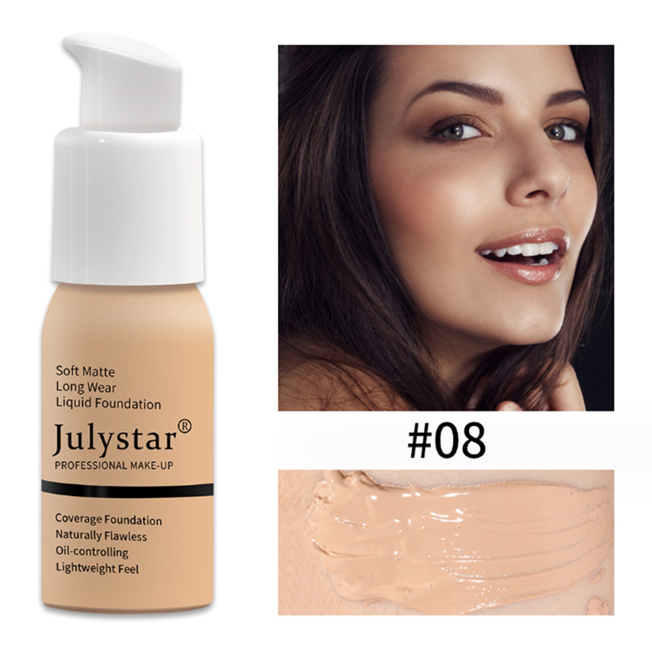 KINSI Foundation Mattierende Foundation Öl-Kontrolle - Mit 30ml für makellosen Teint, 1-tlg., Lang anhaltende Deckkraft & Porenverfeinerung