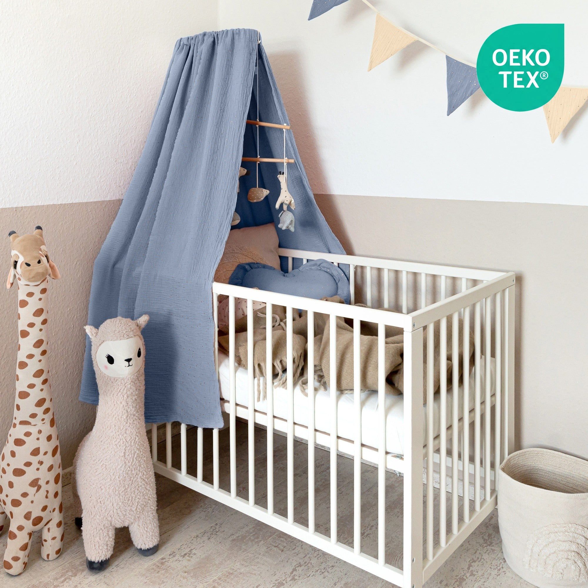lilimaus Betthimmel für Babybett aus 100% Musselin - luftiger Baldachin (1-tlg), behaglicher Rückzugsort im Babybett - sanft zu zarter Babyhaut