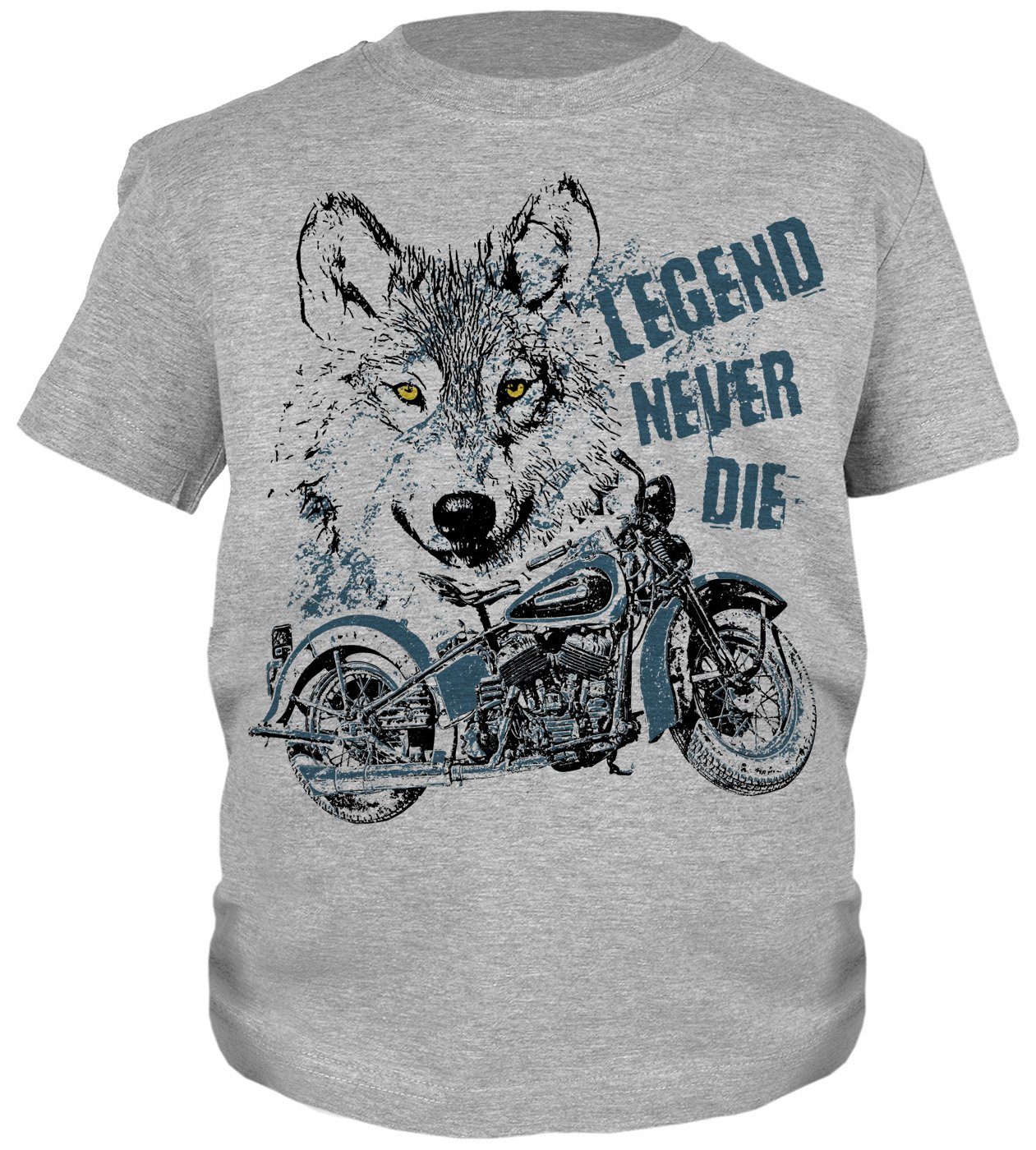 Tini - Shirts Print-Shirt Wolf Motorrad Motiv Kindershirt Kinder T-Shirt Biker : Legend Never Die