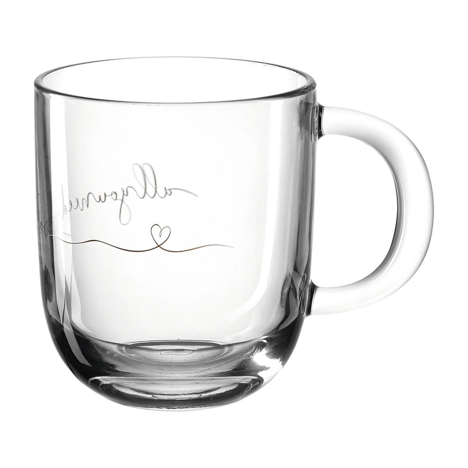 LEONARDO Tasse EMOZIONE, 400 ml, Transparent, Goldgelb, 1-tlg., Glas, spülmaschinen- und mikrowellengeeignet