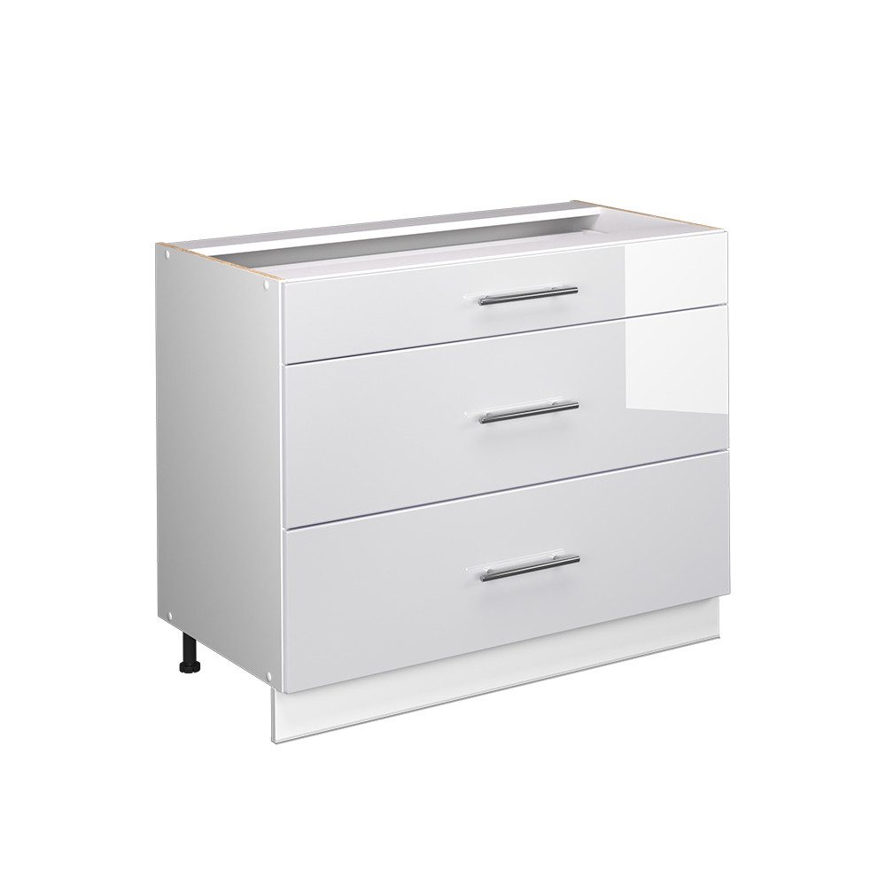 Vicco Unterschrank Fame-Line, Weiß Hochglanz/Weiß, 100 cm ohne Arbeitsplatte (1-St)