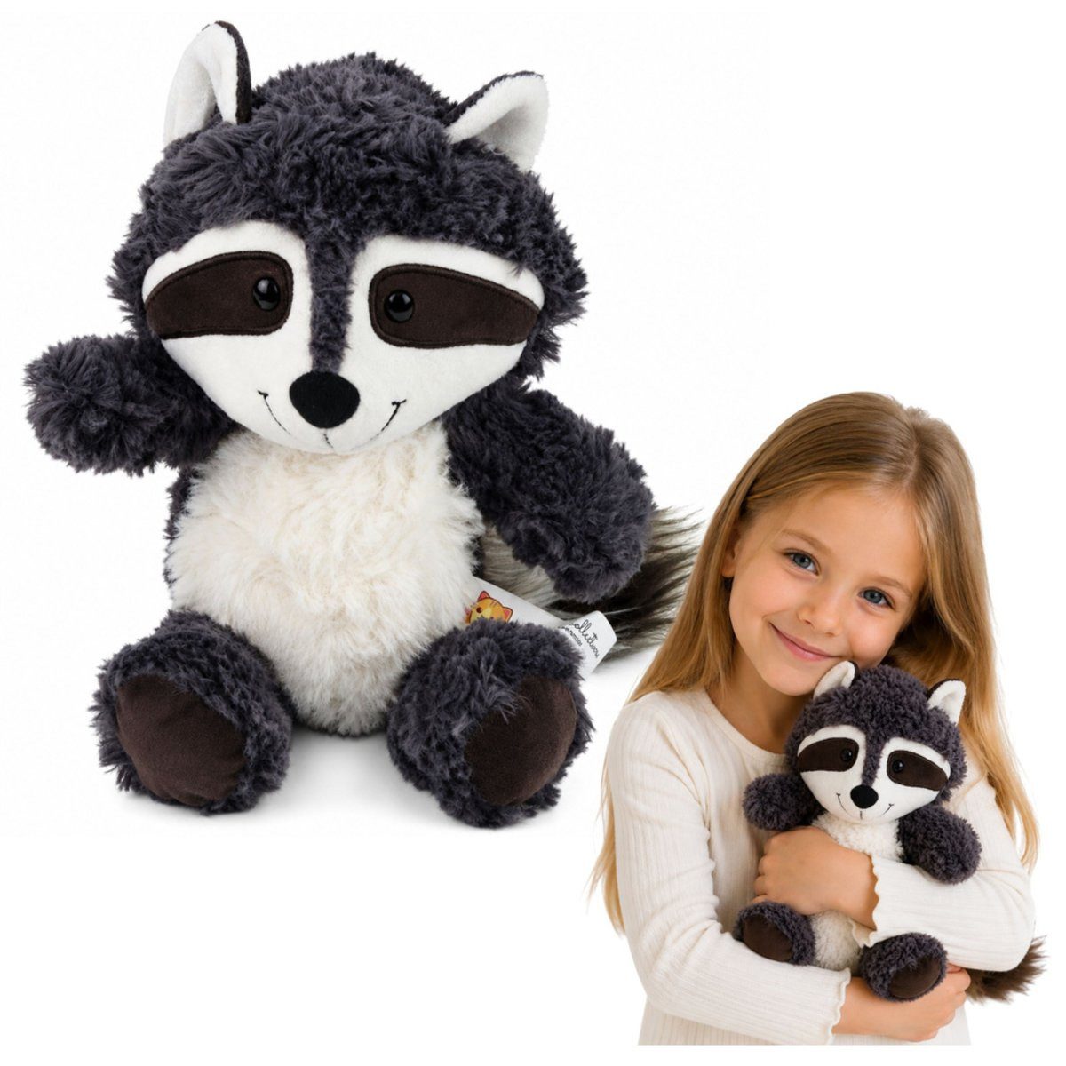 Wisam Plüschfigur Plüschtier Waschbär, weiß und grau, 25 cm (1-St)