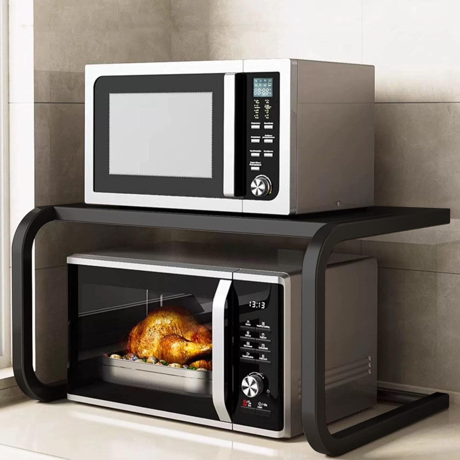 OKWISH Küchenregal 2 stöckig Mikrowellenregal Küchen Standregal, 59×35×35 c günstig online kaufen