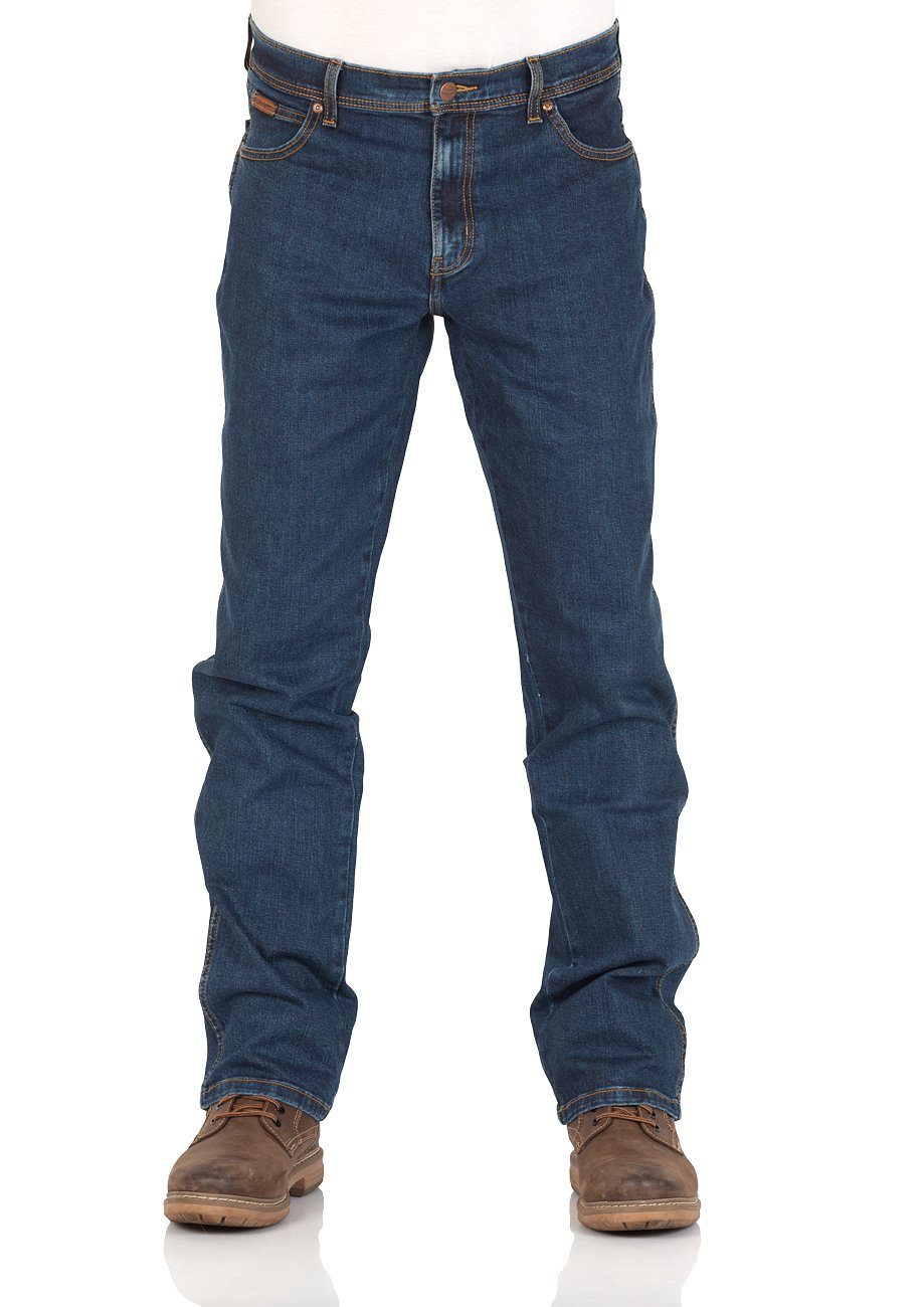 Straight-Jeans Texas Jeanshose Stretchanteil (W12133009) Wrangler darkstone mit