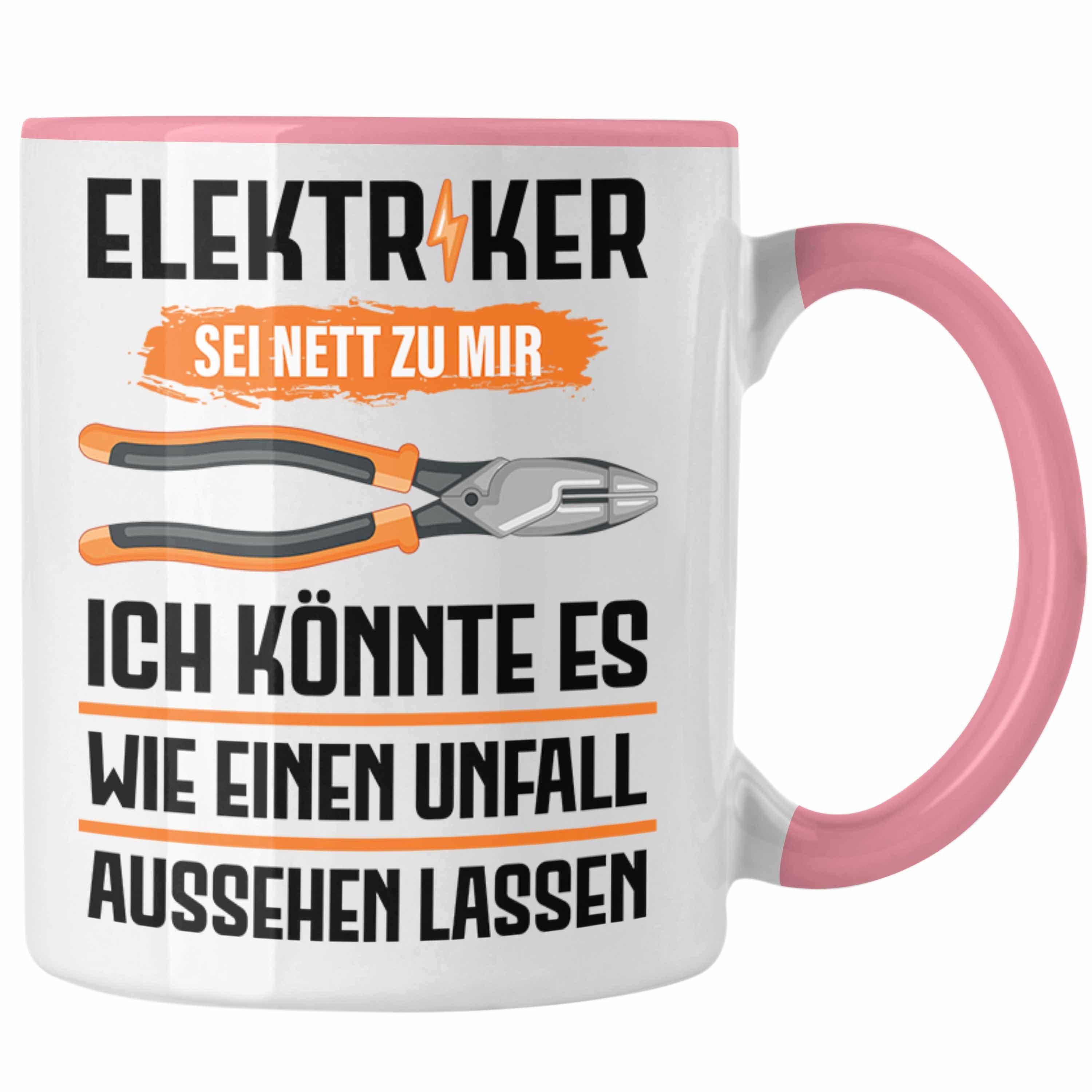 Trendation Tasse Trendation - Elektriker Tasse Spruch Männer Geschenk Lustig Gadget Geschenke Kaffeebecher Rosa