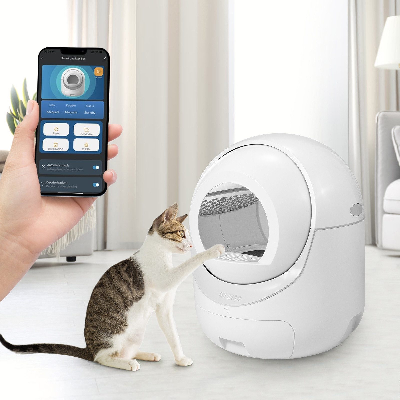 Katzentoilette Katzenklo Automatische 10L litter box mit deckel,App-Steuerung