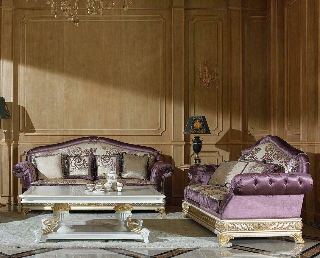 JVmoebel Sofa Klassische Lila Sofagarnitur 3+2 Sitzer Barock Stil stilvoll Neu, Made in Europe