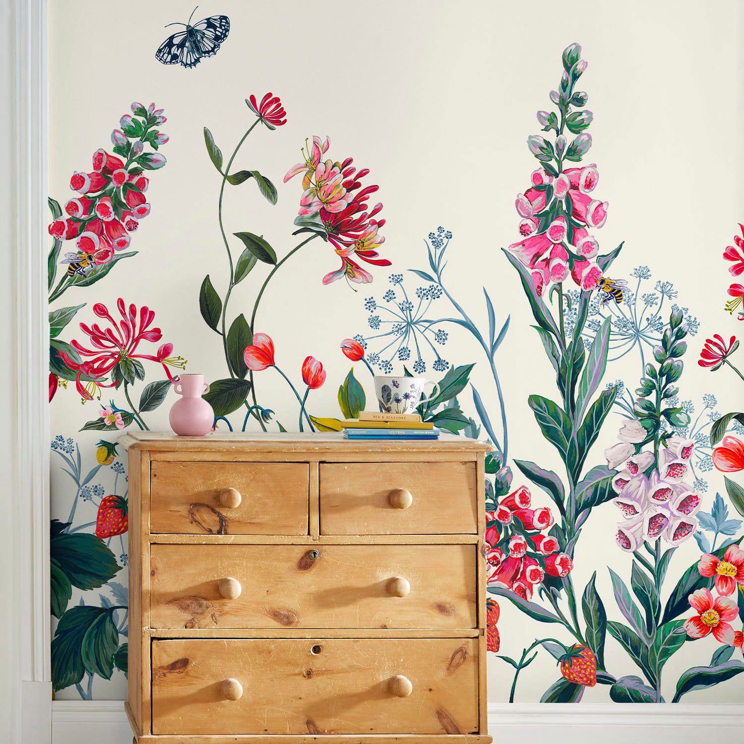 floral Fototapete Mural Joules St), (1 Crème Permaculture glatt, Garden floral, 300x280cm,