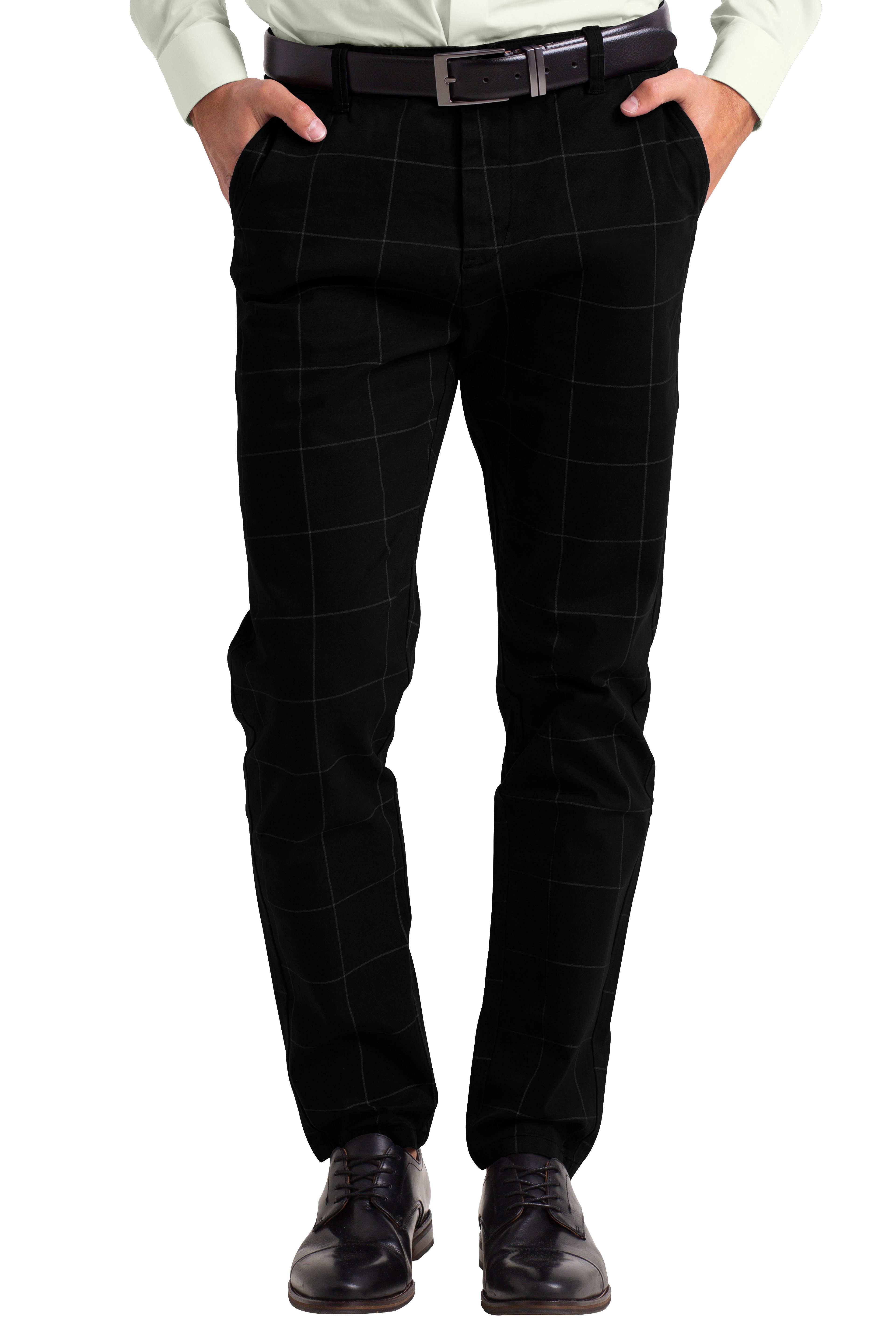 BlauerHafen Chinohose Herren Formaler Check Hose Slim-Fit Vintage Office Business Full Pants 4 Pockets(2 Front 2 Back), All sizes available 30''-38''