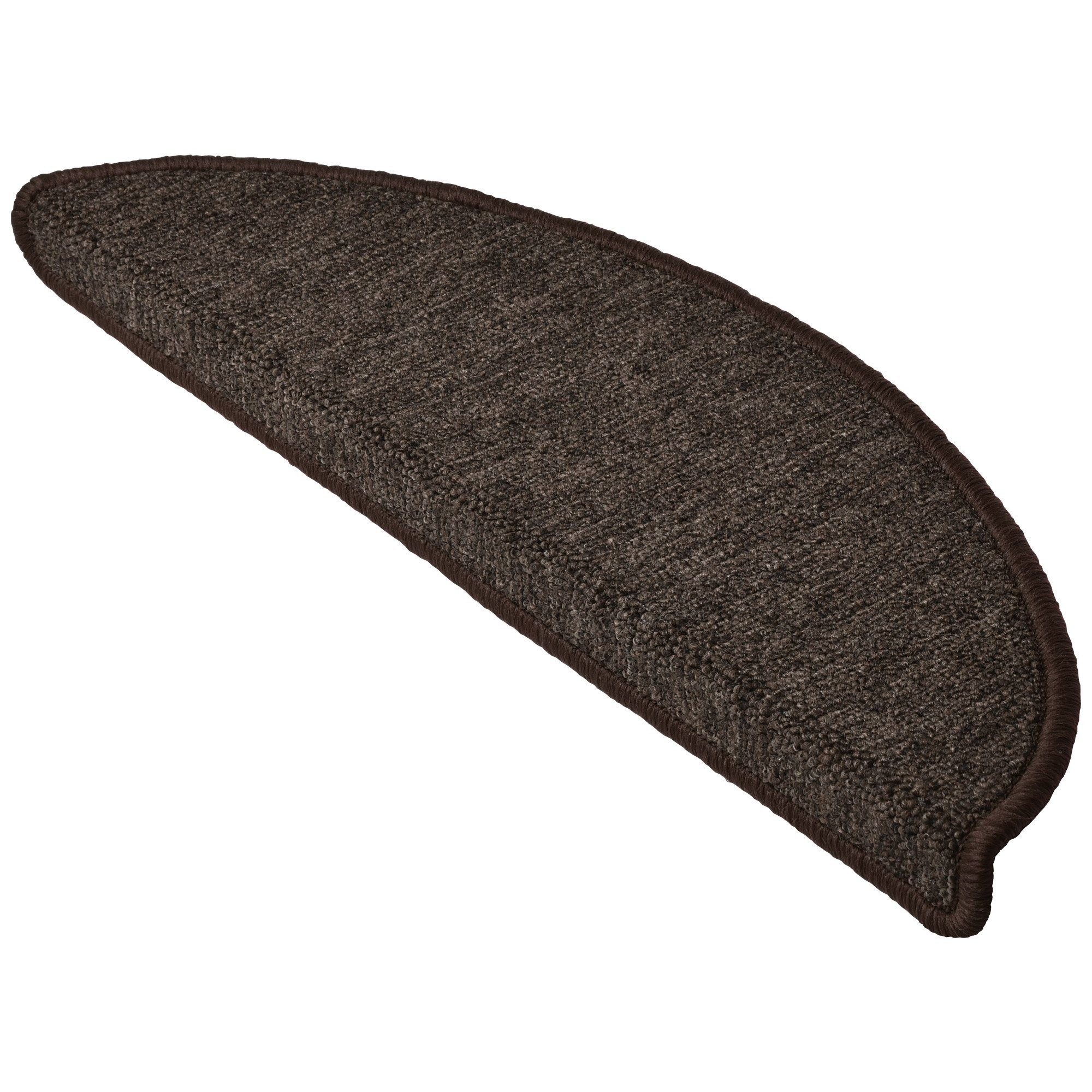 Beautissu Stufenmatte Treppenstufenmatten ProStair, 55x15cm, 15 Stück, Dunkelbraun, Halbrund, Höhe: 4 mm, Stufenmatten Selbstklebend Innen Treppenmatten Stufenmatte