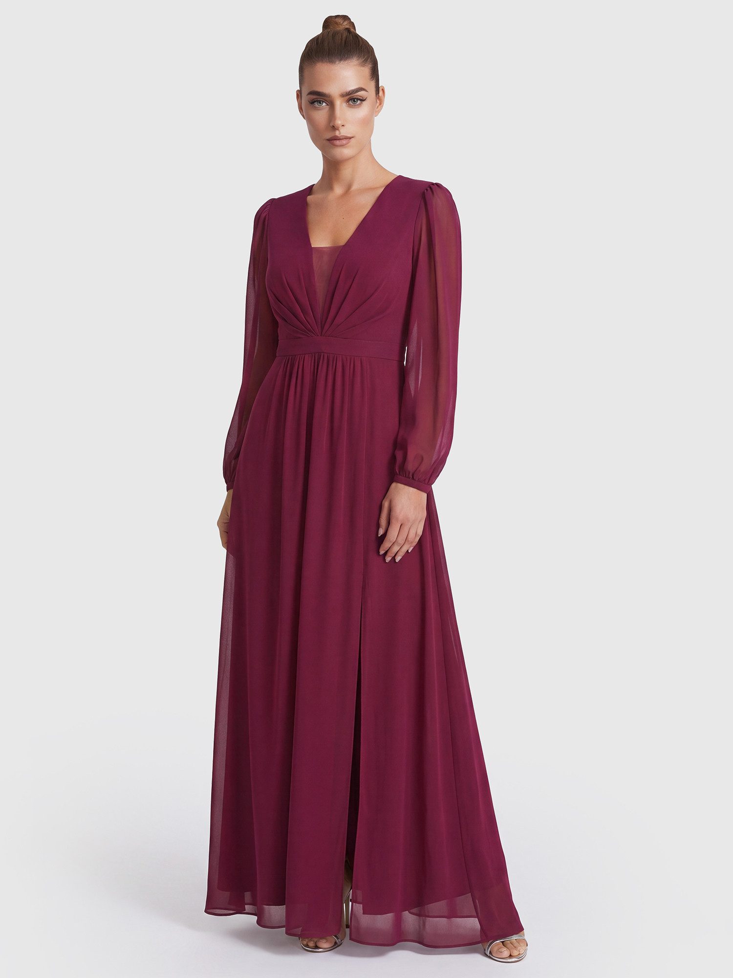 Apart Brautkleid aus Chiffon mit semitransparenten Ärmeln