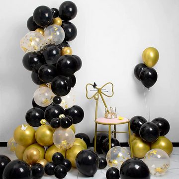 HOUROC Luftballon luftballons geburtstag,Luftballons für Geburtstagsfeier Dekoration, Luftballons Geburtstag Ballons Girlande Deko Helium Gold Weiß Schwarz