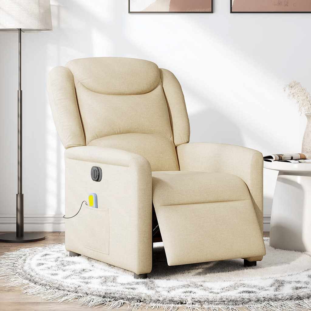 vidaXL Sessel Massagesessel Elektrisch Creme Stoff günstig online kaufen