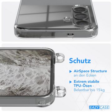 EAZY CASE Handykette Silikonhülle mit Kette für Samsung Galaxy S24 Plus 6,7 Zoll, Schutzhülle zum Umhängen Handyhülle mit Umhängeband Schwarz Grau Taupe