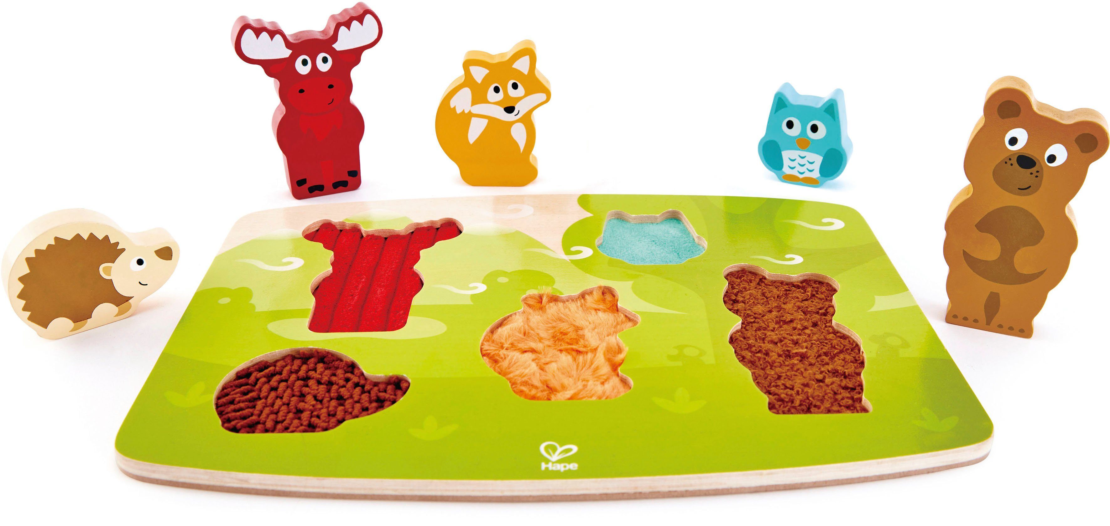 Hape Steckpuzzle Waldtiere Fühlpuzzle, 5 Puzzleteile günstig online kaufen