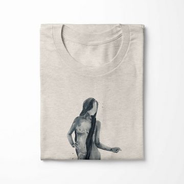 Sinus Art T-Shirt Herren Shirt 100% gekämmte Bio-Baumwolle T-Shirt Wasserfarben schöne Frau Motiv Nachhaltig Ökomode (1-tlg)