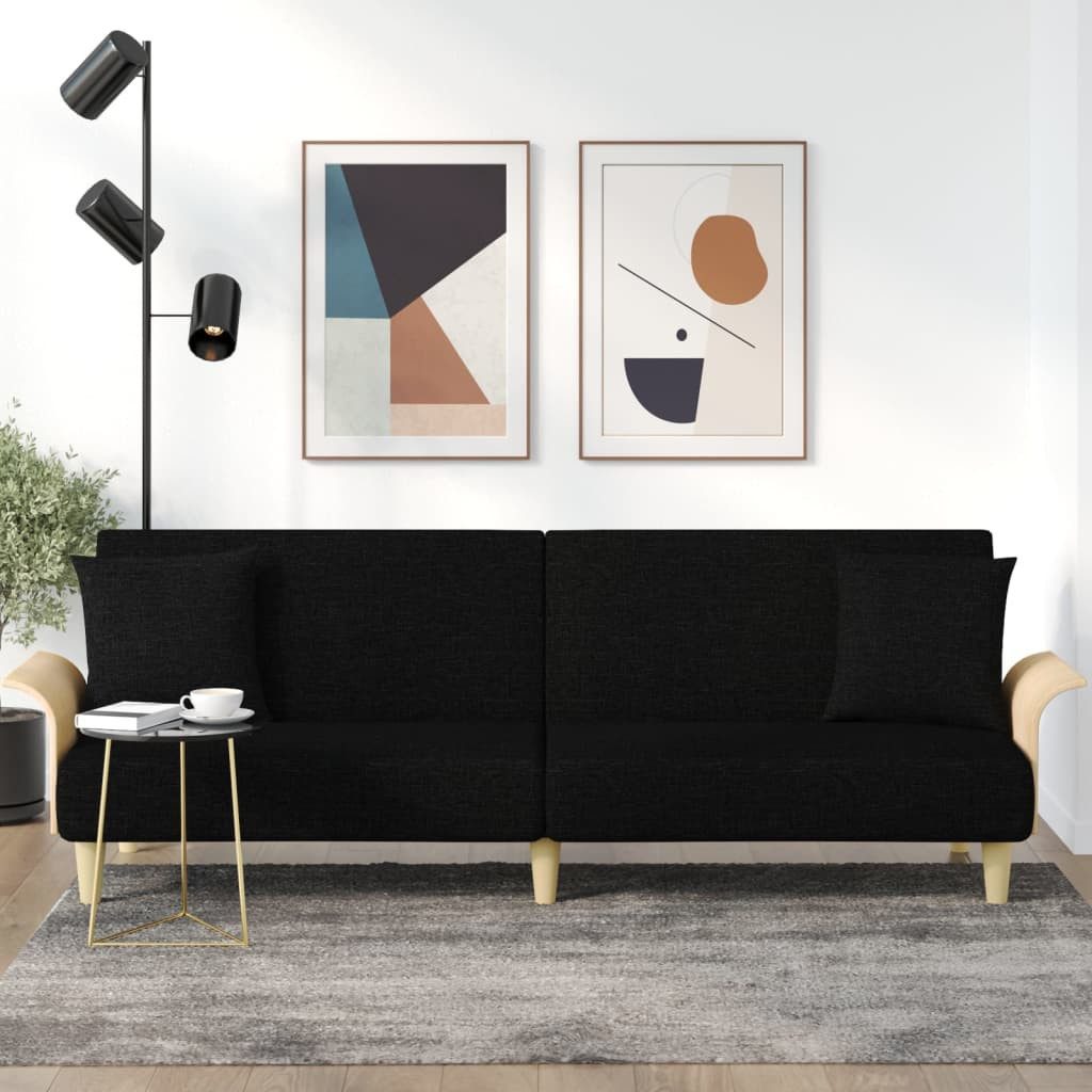 vidaXL Sofa Schlafsofa mit Armlehnen Schwarz Stoff Schlafcouch Sofa Couch G günstig online kaufen