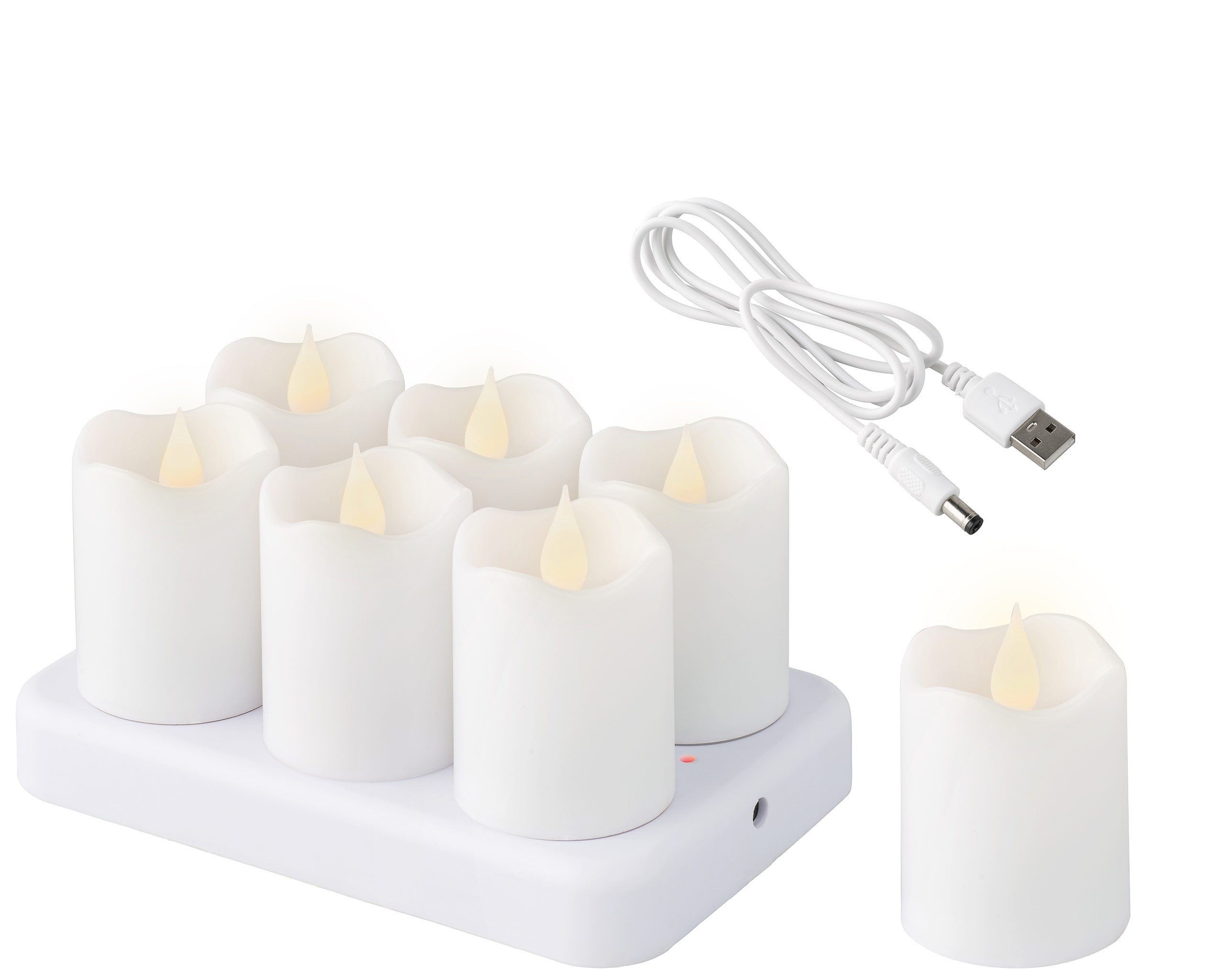 Lumineo LED-Kerze, LED Teelichter 4cm Kunststoff 6er Set Weiß / Warmweiß günstig online kaufen