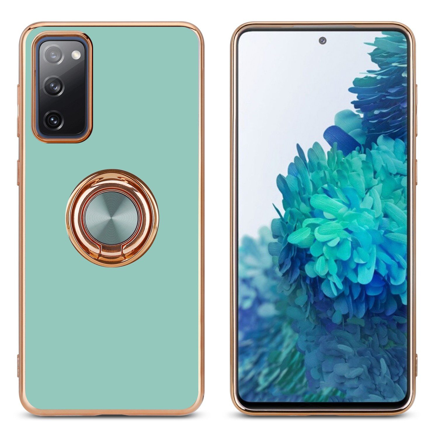 Cadorabo Handyhülle für Samsung Galaxy S20 FE Hülle Samsung Galaxy S20 FE, Schutzhülle - TPU Silikon Hülle - mit Kameraschutz und Ring