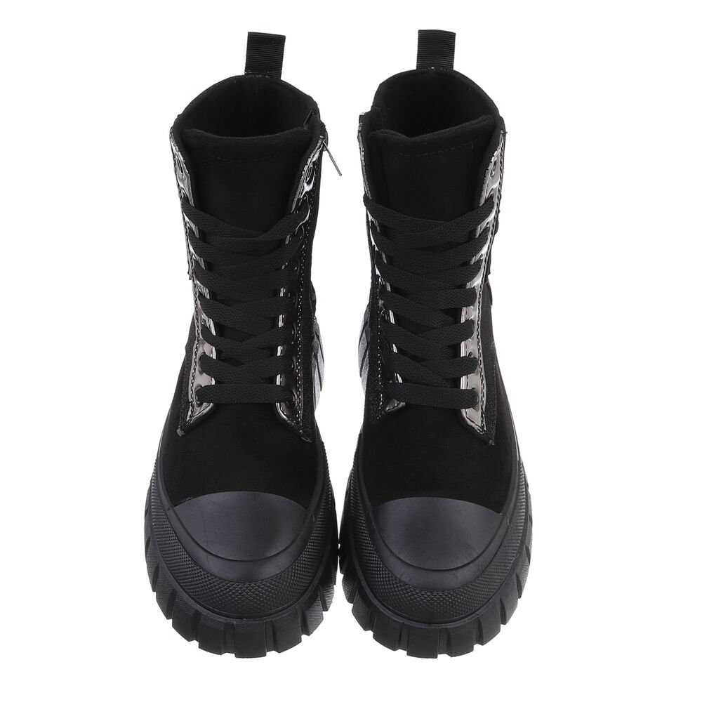 Ital-Design Damen Schnürschuhe Freizeit Schnürstiefelette