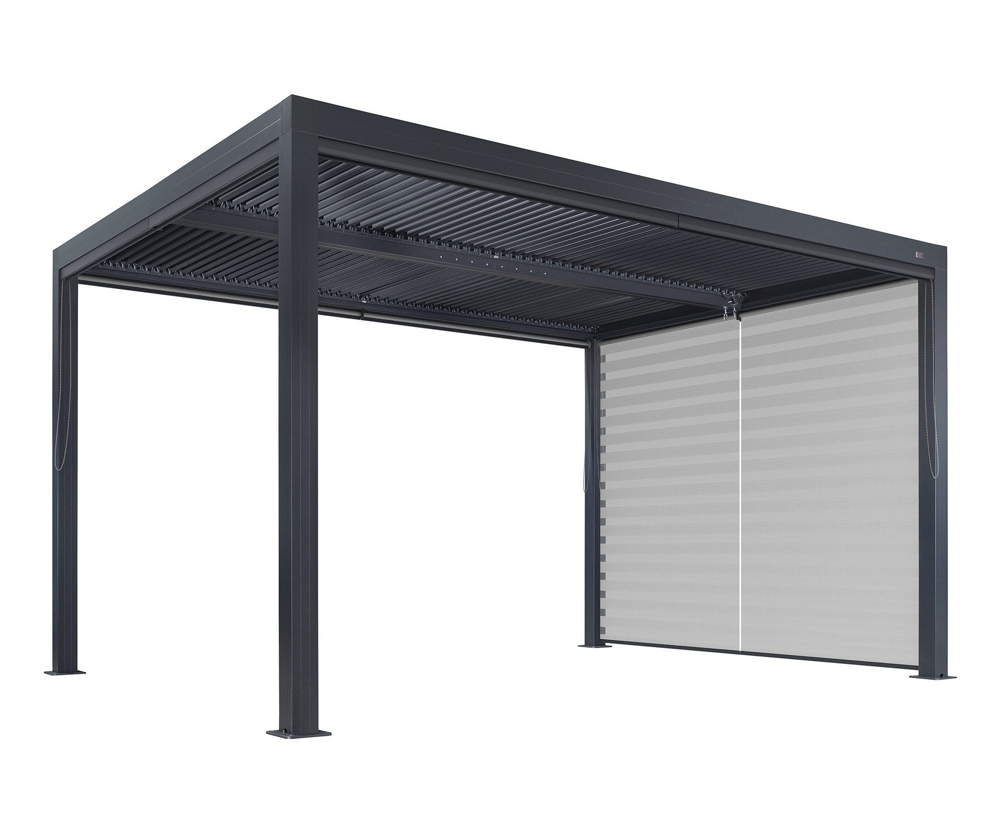 PURPLE LEAF Pergola Terrassenüberdachung mit Sonnenrollo, Gartenpavillon mit Lamellendach, (Komplettset, 1 Pergola + 1 Seitenrollo für die Schmalseite), Lamellendach verstellbar; inkl. Seitenrollo