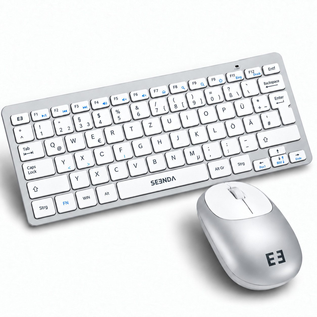 Seenda Kleine Tastatur Maus Set kabellos mit USB Empfänger Tastatur- und Maus-Set, (Ultradünne 70% Tastatur), mit USB Empfänger