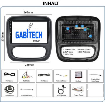 GABITECH 9 Zoll Autoradio für Renault TRAFIC, Opel VIVARO, Nissan NV300 Autoradio (Drahtlos Apple Carplay und Android Auto. Octa-Core)