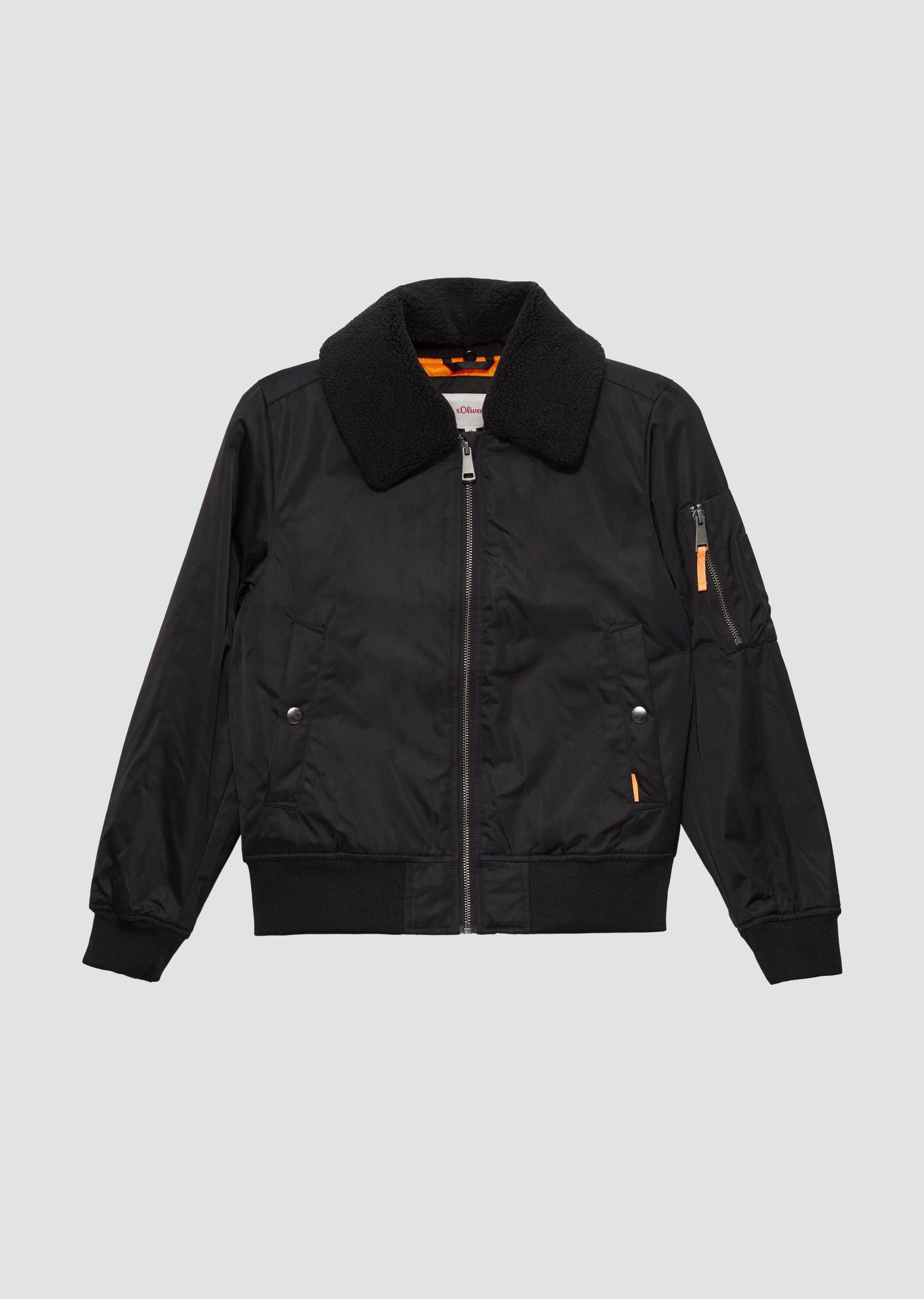 s.Oliver Funktionsjacke Outdoor-Jacke Bomberjacke mit abnehmbarem Teddy-Kragen