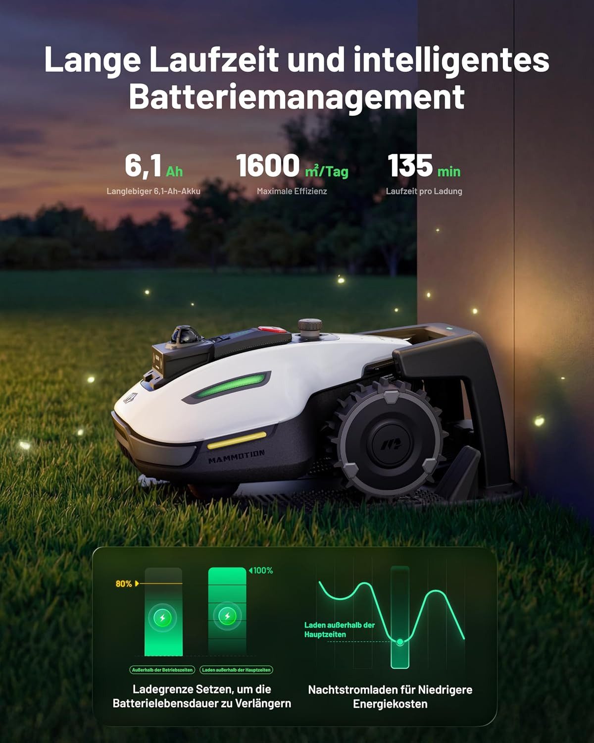 Mammotion Rasenmähroboter YUKA Mini 2 1000 Mähroboter ohne Begrenzungskabel, bis 1000 m² Rasenfläche, (mit Garage, 360° LiDAR + KI Vision-Navigation), Kein RTK, – Bild 5 von 5