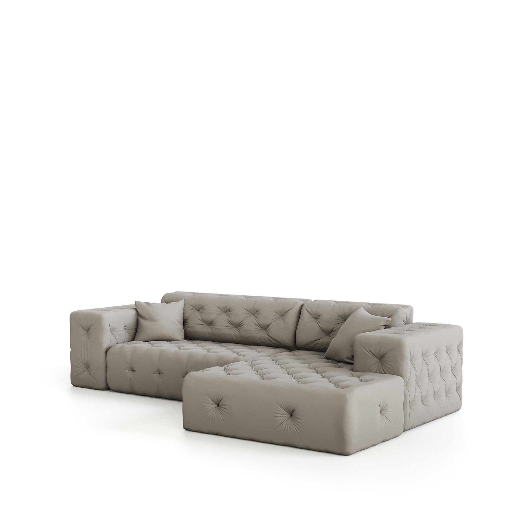 Links Ecksofa oder Rechts, incl. Fun CHANTAL Zierkissen Stoff Opera 2 Möbel mane Braun Ecksofa Velvet, in Designersofa