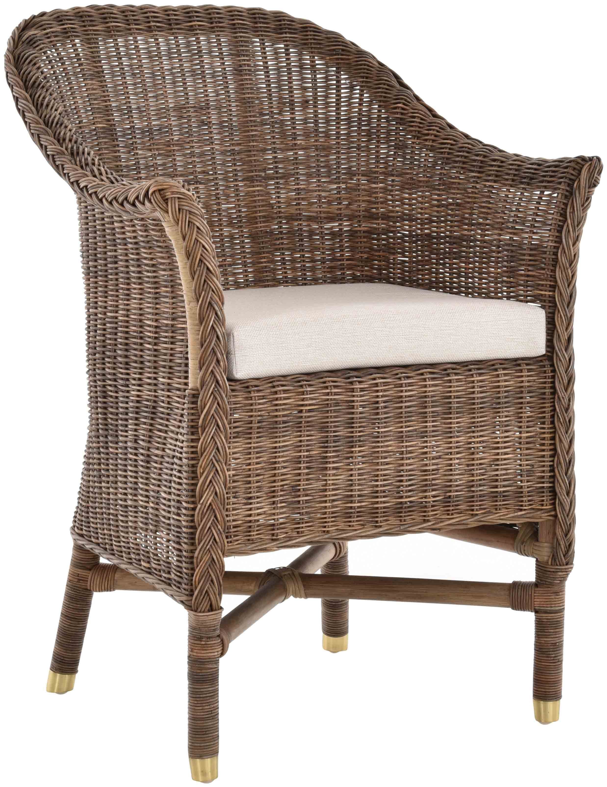 Krines Home Relaxsessel Rattansessel Esszimmersessel echtes Rattan Rattanstuhl mit Armlehnen, Mit Armlehnen Grau Natur