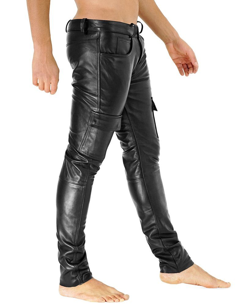 BOCKLE Lederhose Bockle® F-Sknny Cargo Pants Lederhose Herren Lederjeans